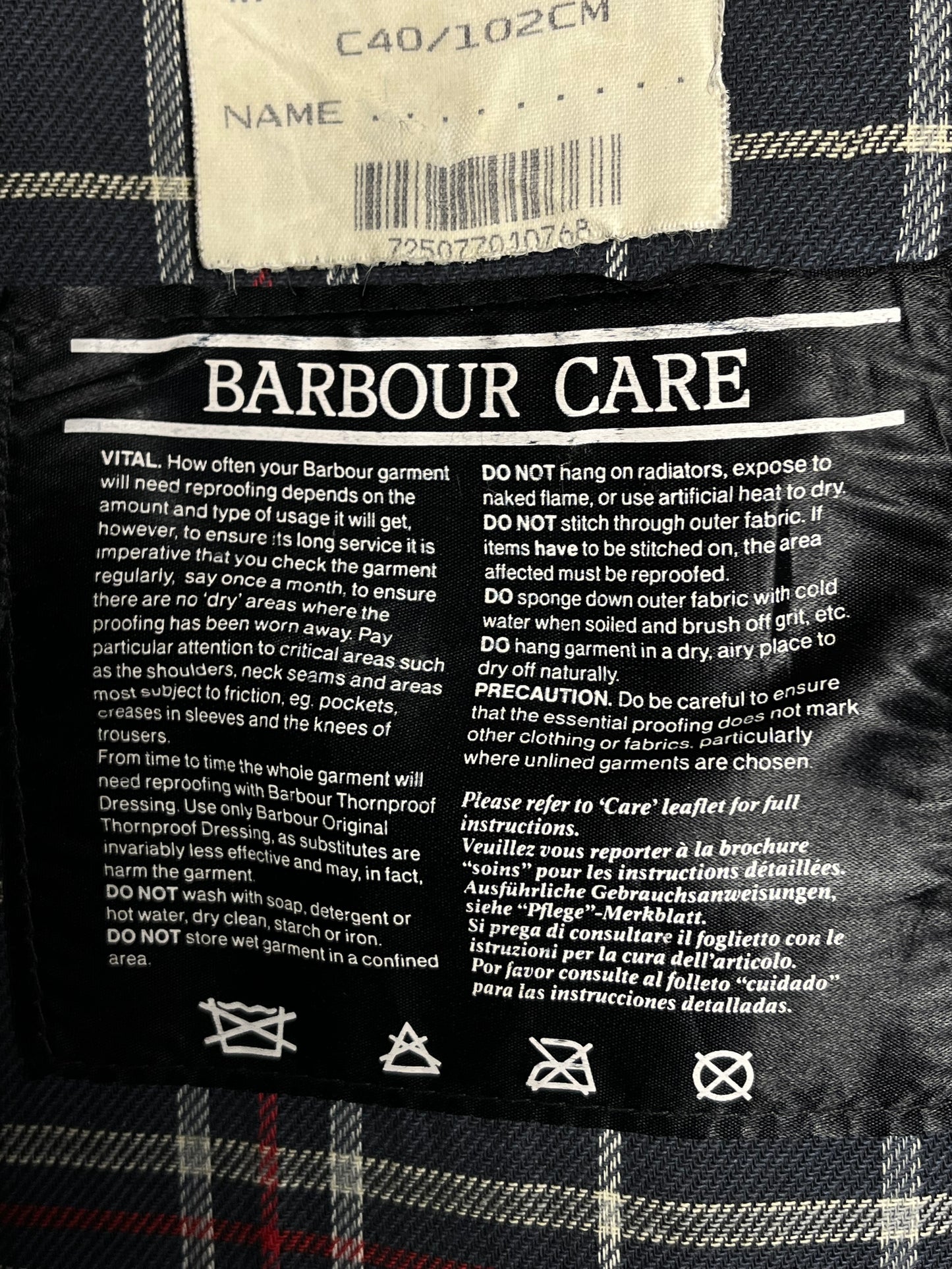 Rare Barbour International A7 Wax Jacket 1992 Navy Blue Vintage C40 UK