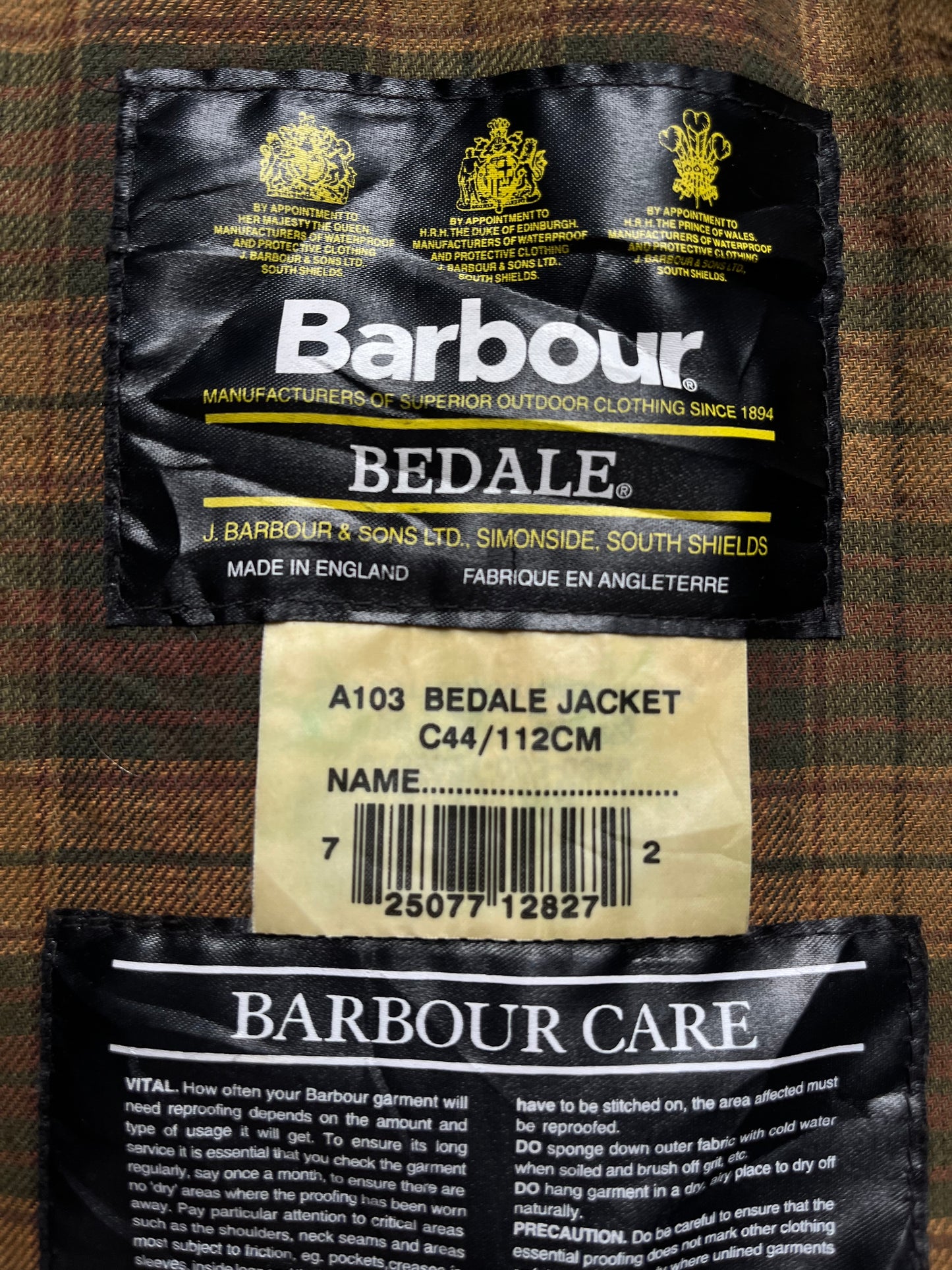 Barbour Bedale Jacket Brown – C44 (112cm) – 1997