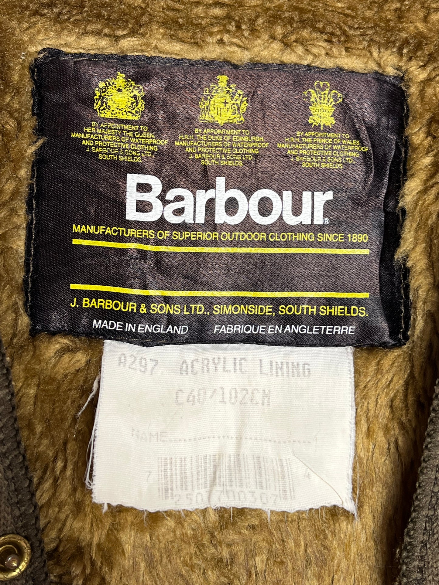 A297 Barbour C40 Vintage Bodywarmer Liner Button Version