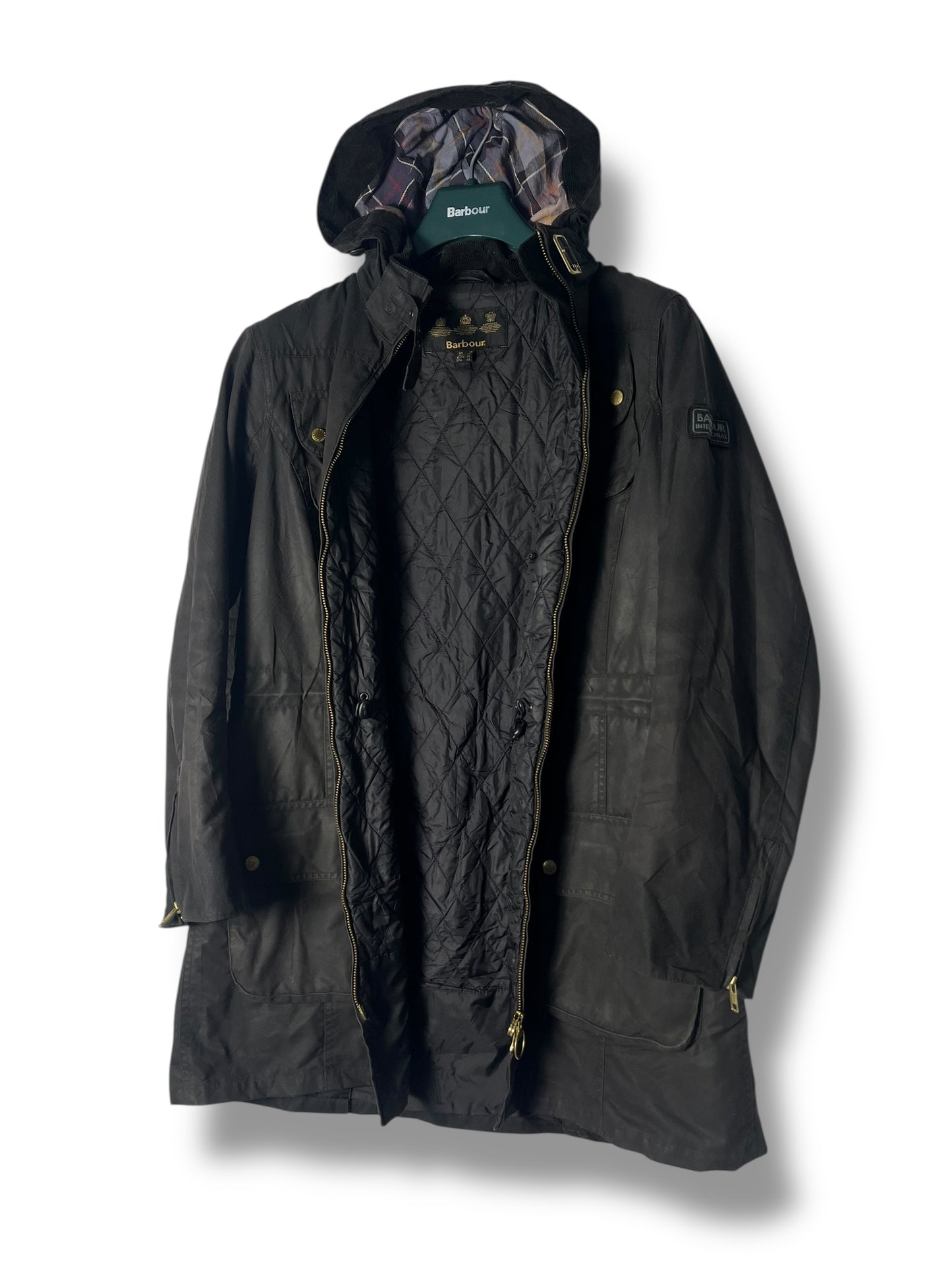 Barbour International Parka Waxed Cotton – Women’s UK16 – Black Selected by DRAPS.