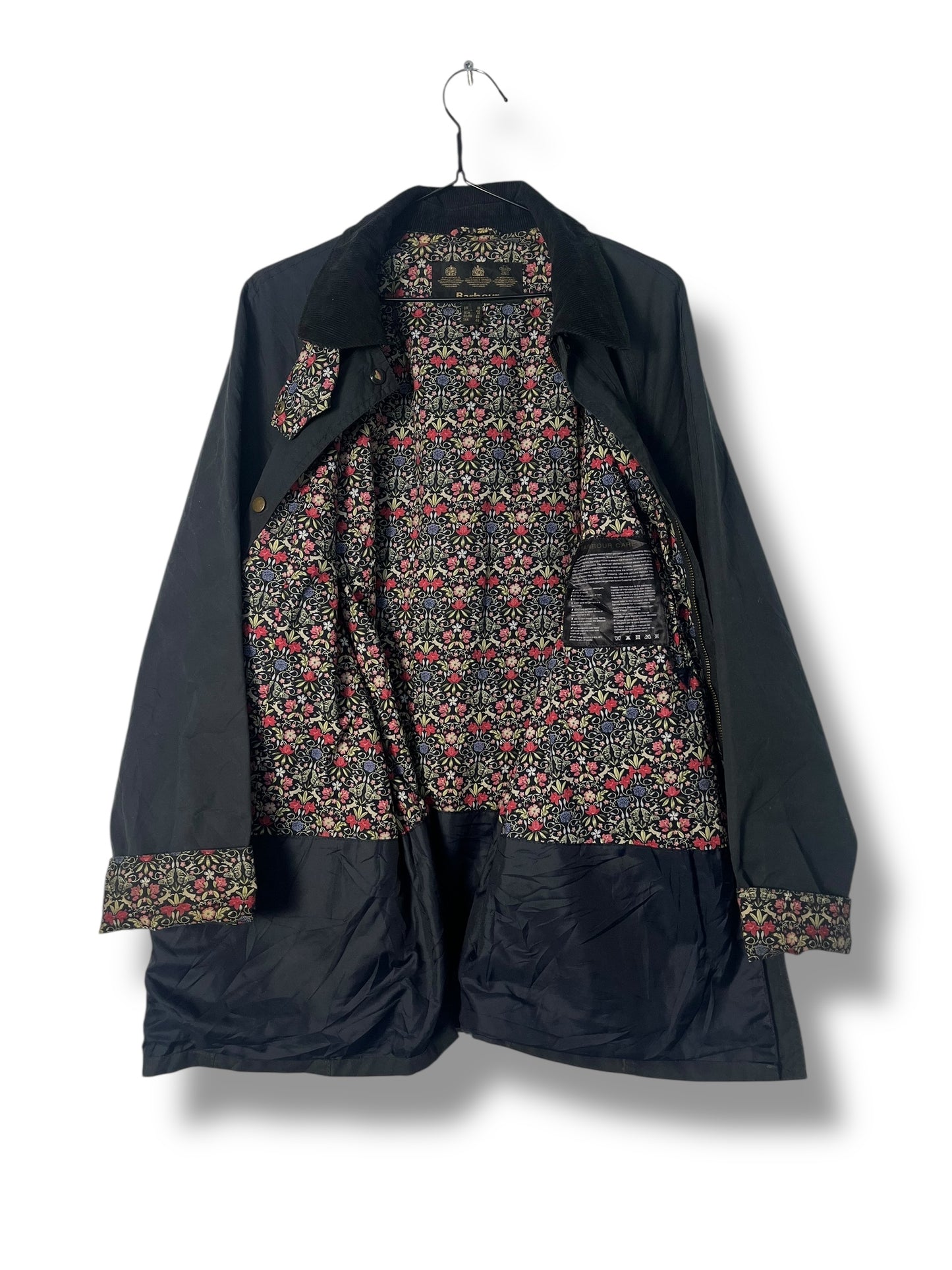 Barbour Beadnell Ladies Wax Jacket – UK 18 / Navy Blue Floral Lining