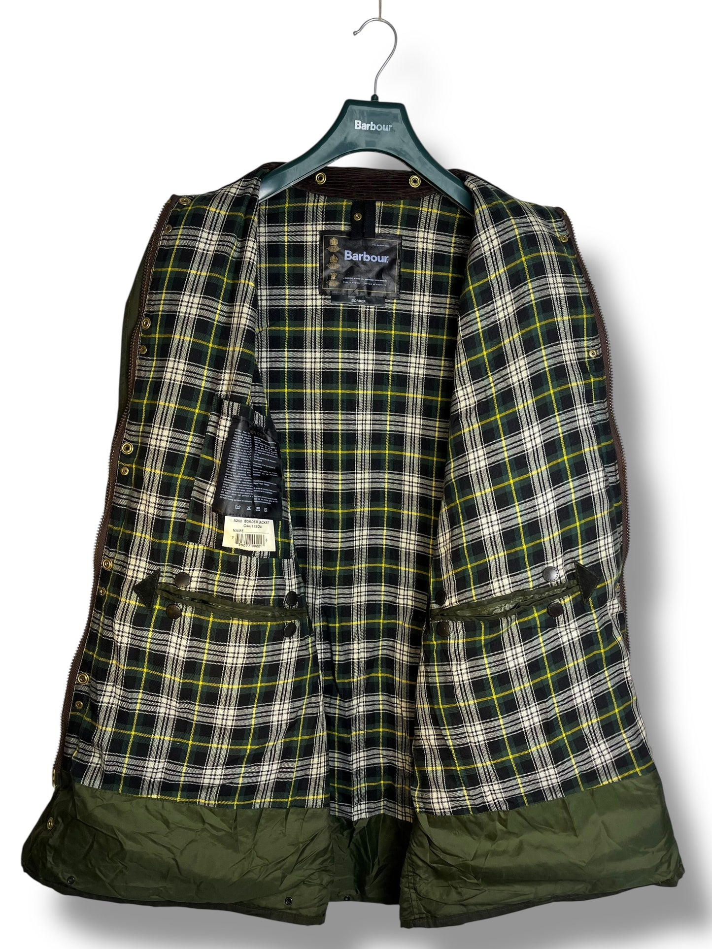 Barbour Border A200 Wax Jacket Sage Green C44 XL Vintage 2000 Made in England