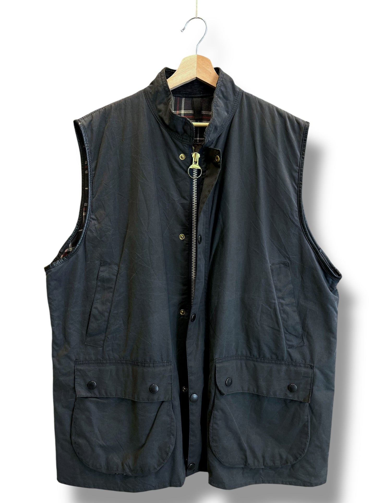 Barbour Westmorland Waxed Gilet (Navy Blue) – Size XXL (1993)
