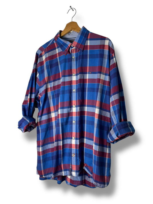 Tommy Hilfiger Checked Shirt – Blue & Red – Soft Cotton – L/XL Fit