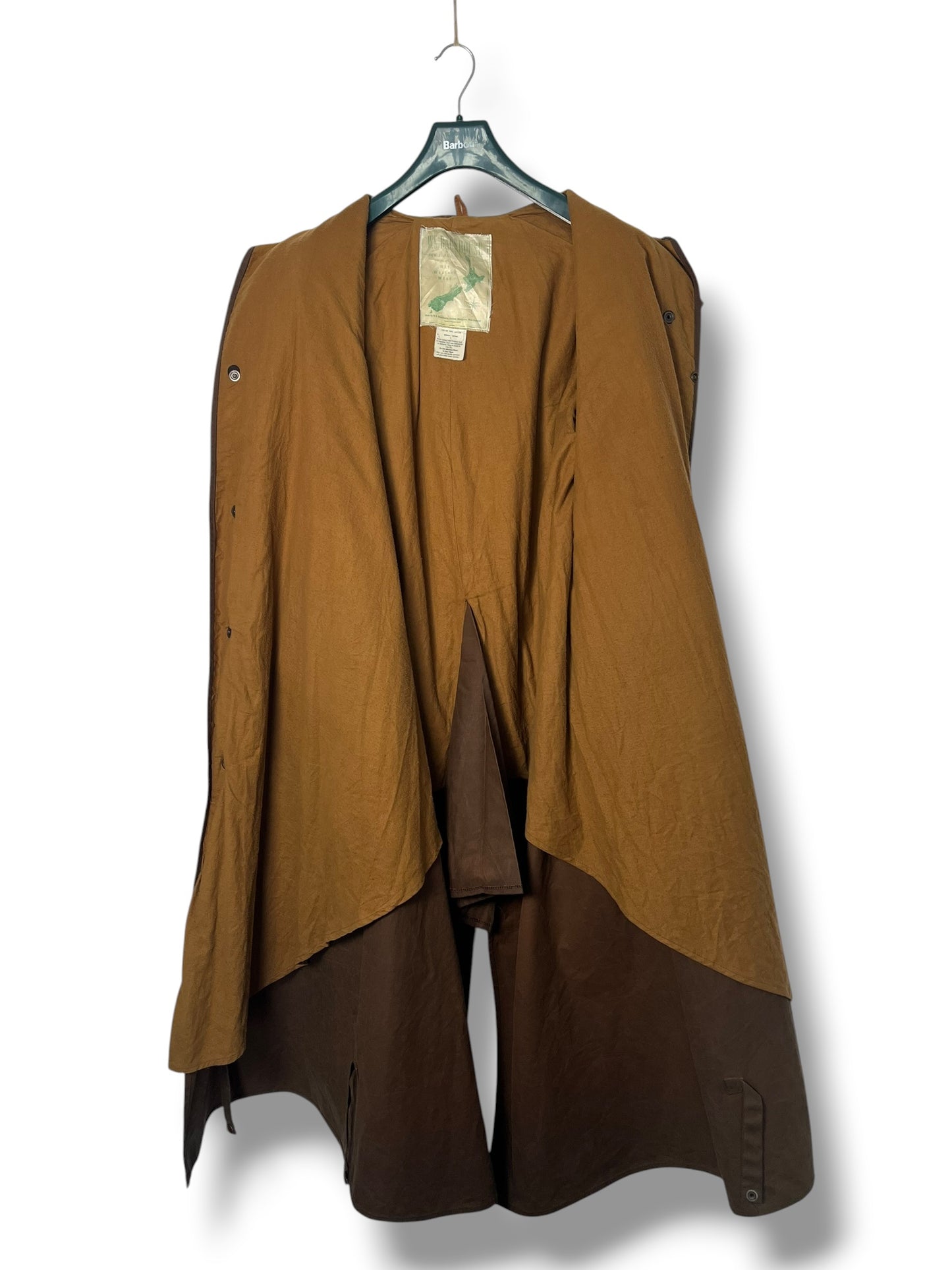 W.K. Backhouse Stockman Wax Coat Brown C42 Long Rain Cape Vintage