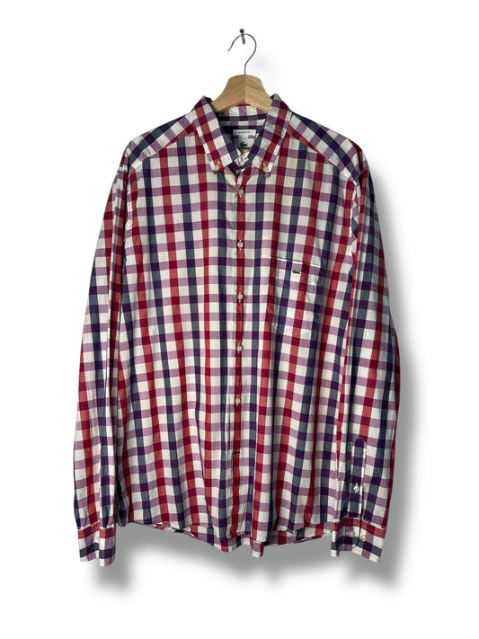 Lacoste Checked Shirt – Red/Navy – Modern Fit – XL