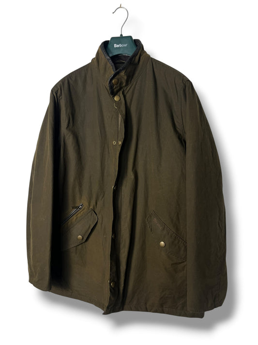 Barbour Prestbury Wax Jacket Olive XL Leather Detail Heritage Coat