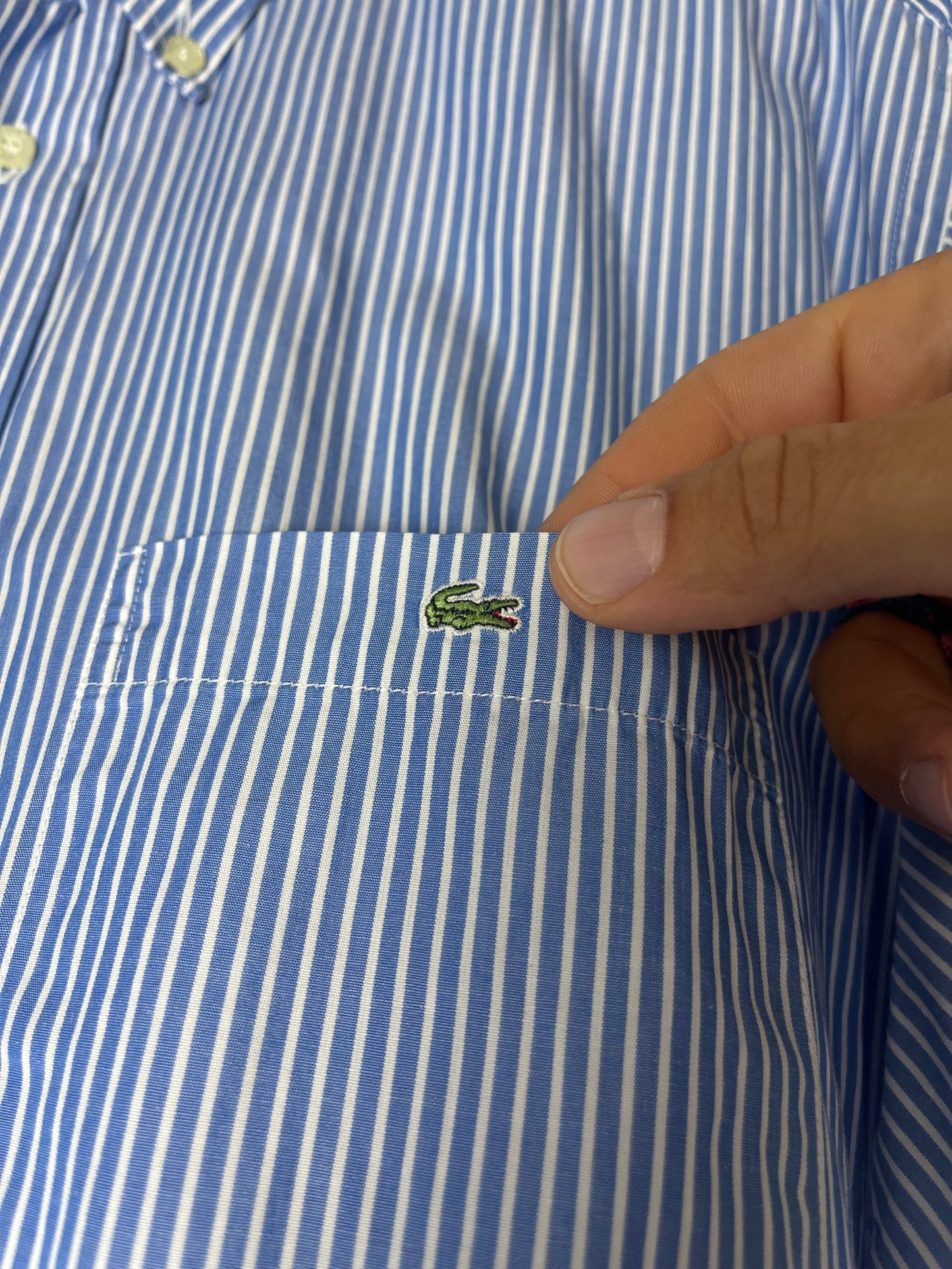 Lacoste Short Sleeve Vintage Shirt – Blue & White Stripes