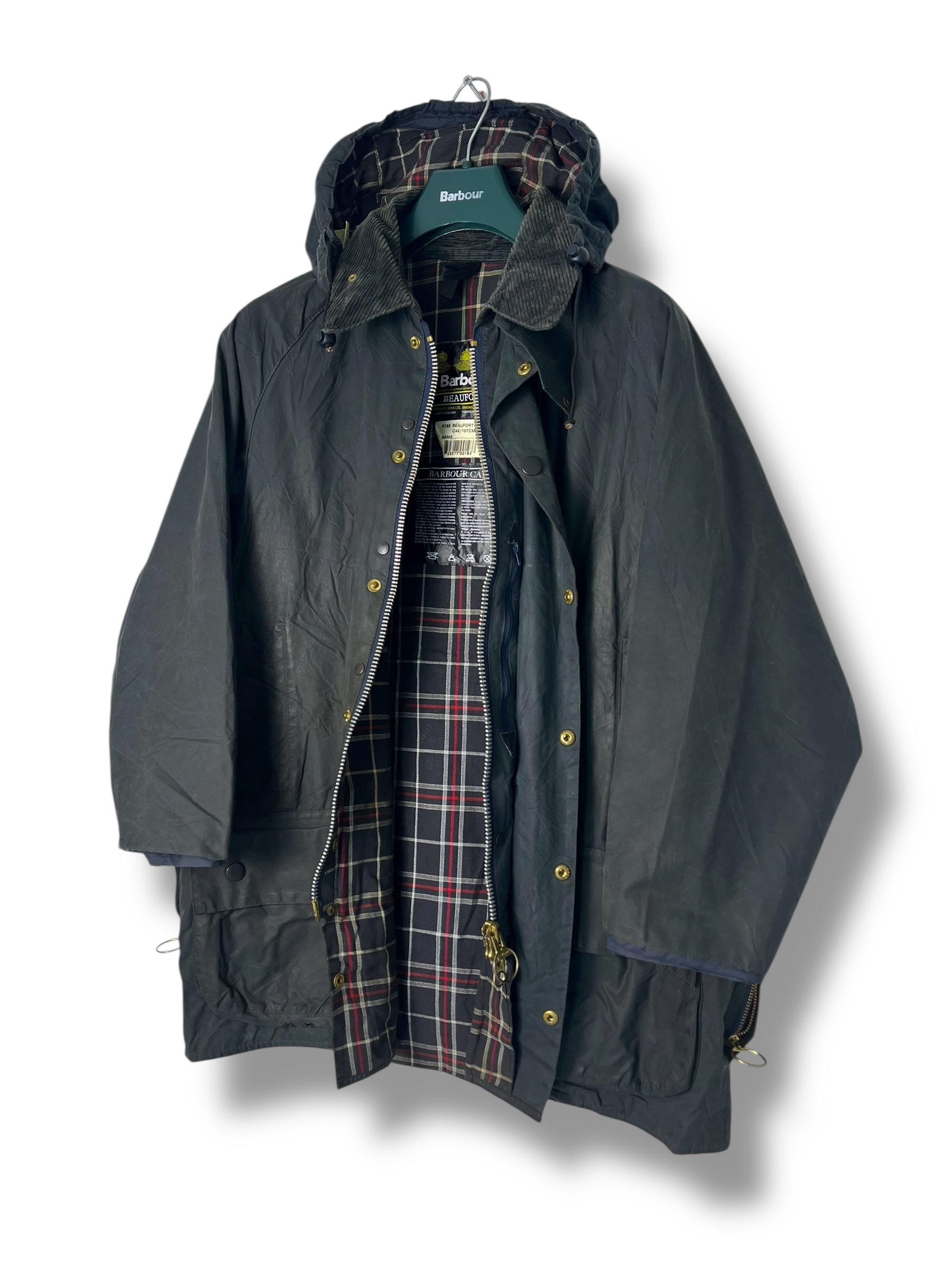 ジャケット・アウター BARBOUR BEAUFORT C42 Barbour Beaufort Jacket C42 Navy Vintage 2000 (with Hood) – Draps