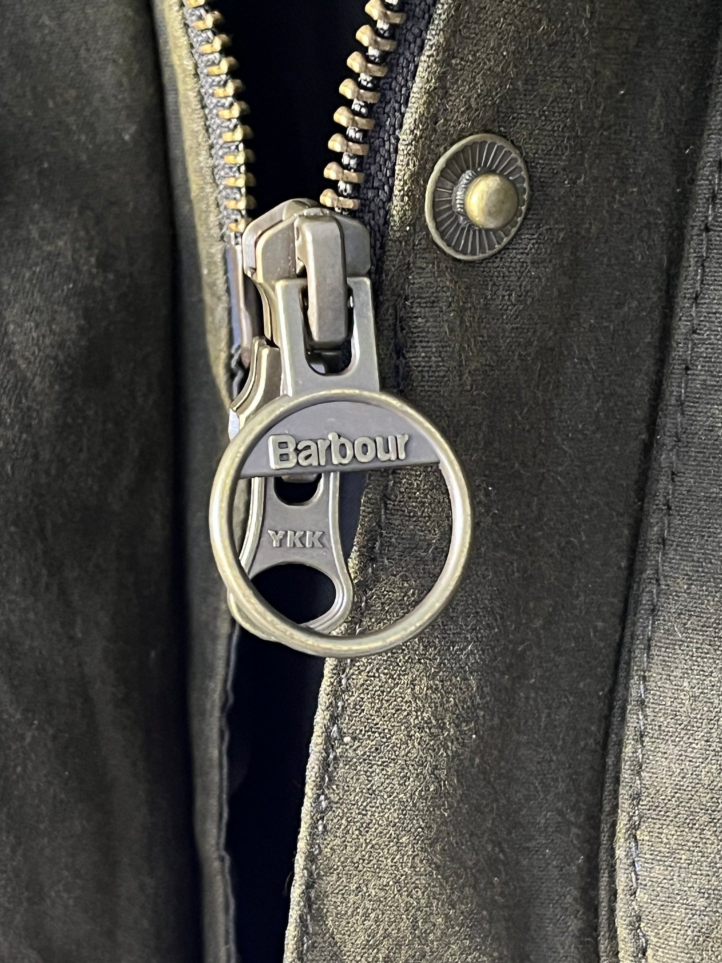 Barbour Defence Wax Jacket – Olive Green – Size 14 (UK)