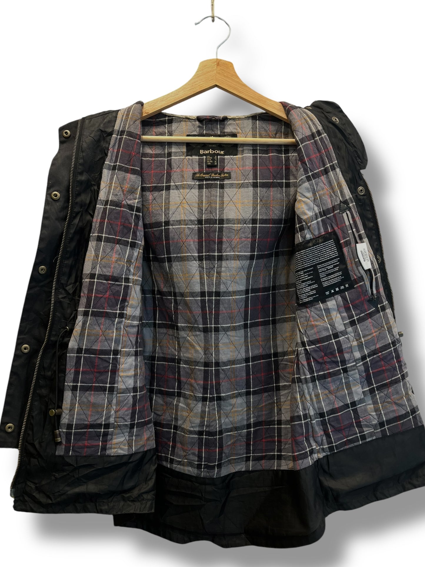 Barbour Kelsall Women’s Waxed Jacket Black UK 8 Hooded Drawstring
