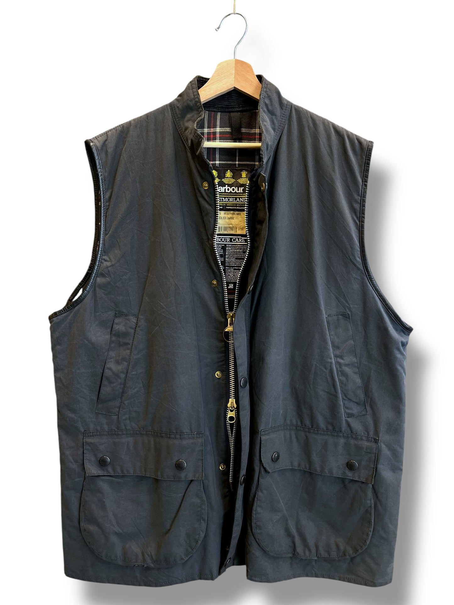 Barbour Westmorland Waxed Gilet (Navy Blue) – Size XXL (1993)