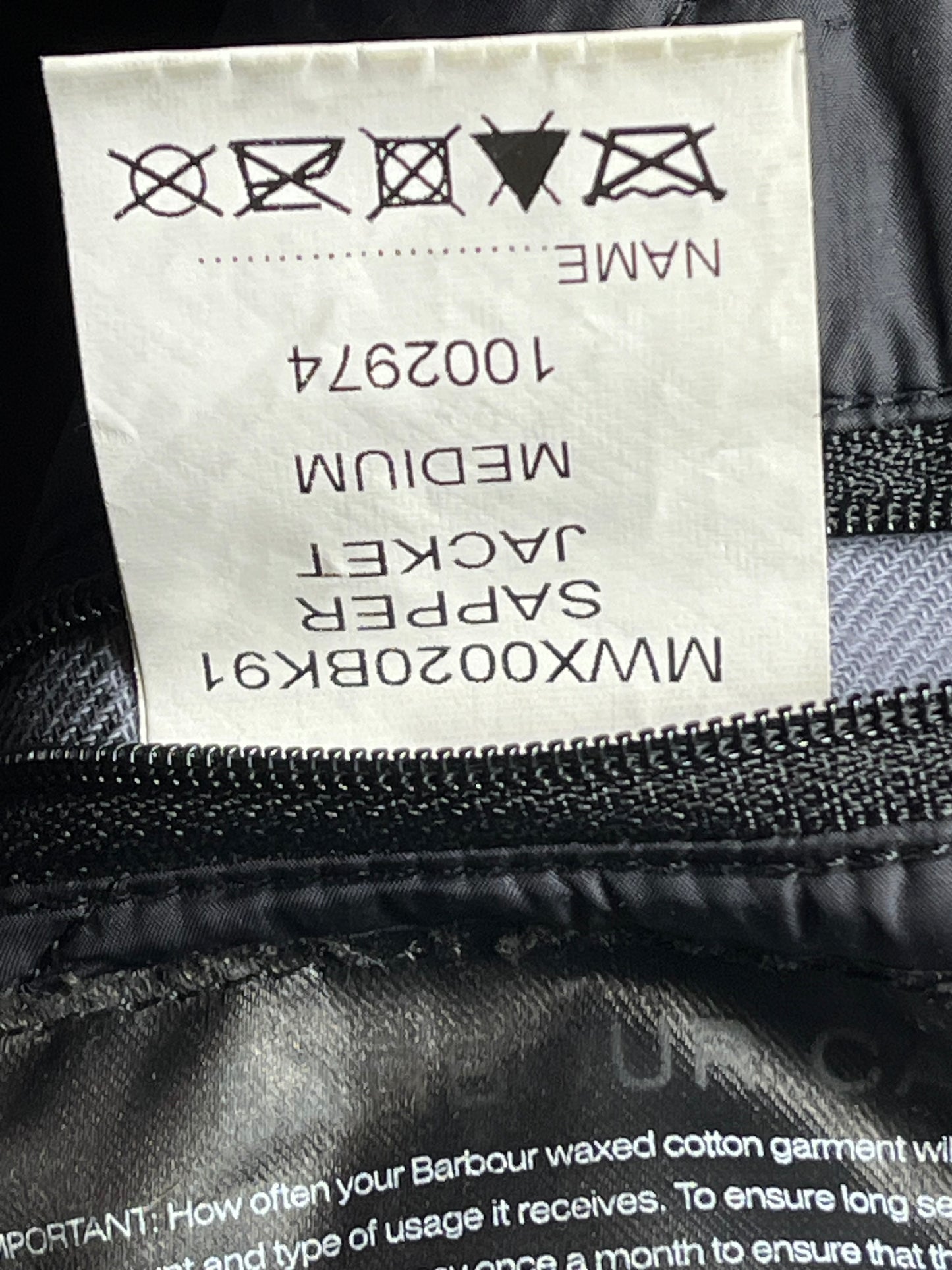 Barbour Sapper Wax Jacket Black Cotton Utility Jacket Medium