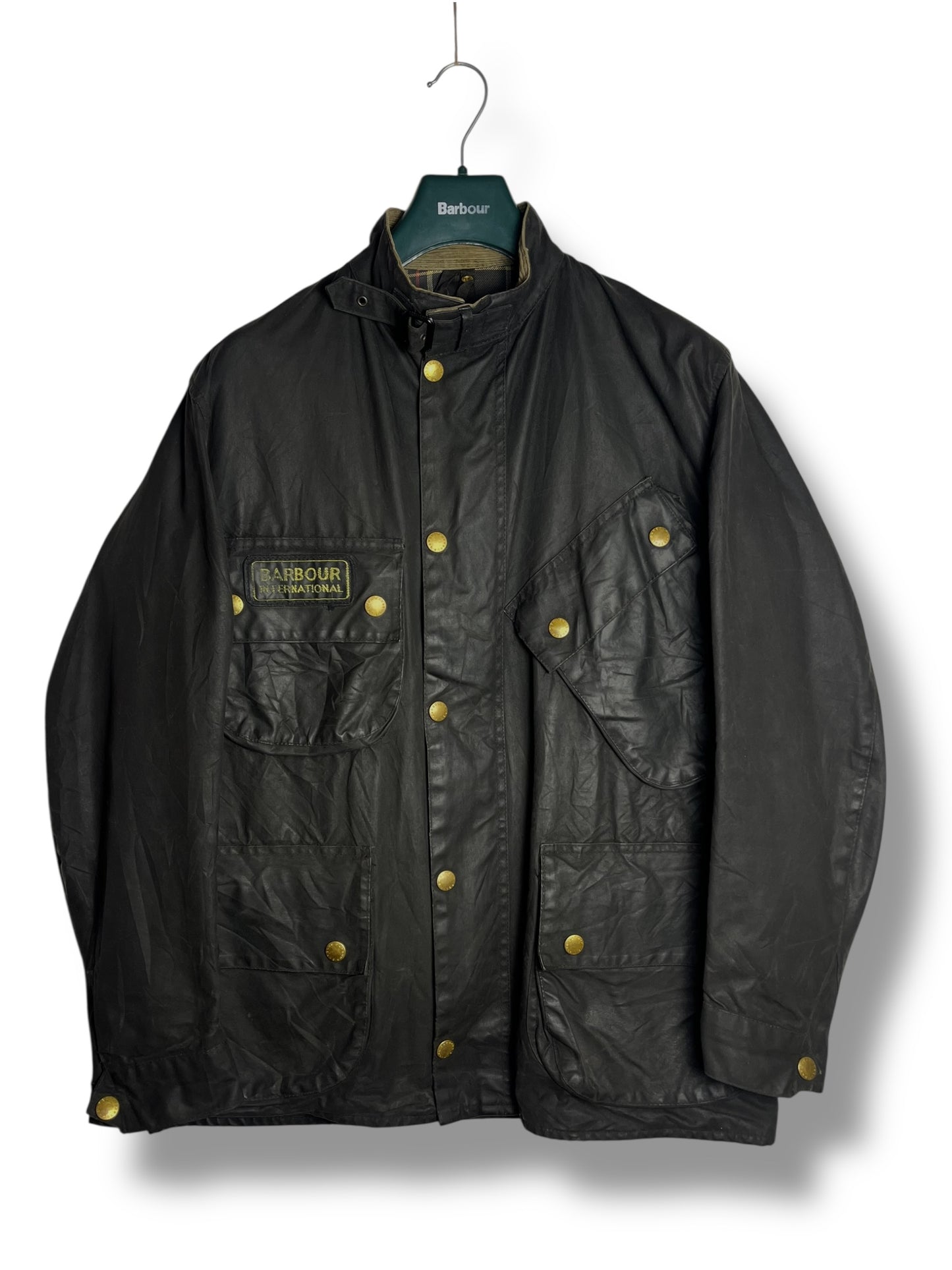 Rare Barbour International A7 Wax Jacket 1992 Navy Blue Vintage C40 UK