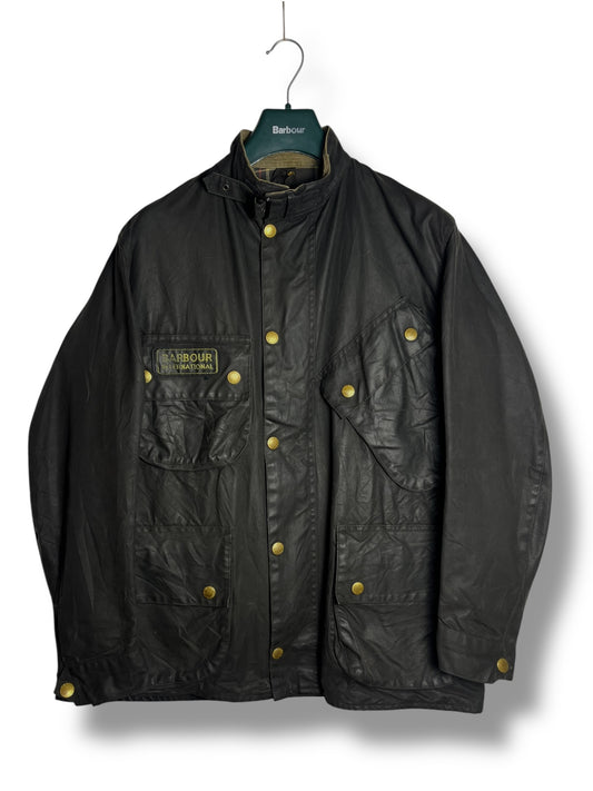 Rare Barbour International A7 Wax Jacket 1992 Navy Blue Vintage C40 UK