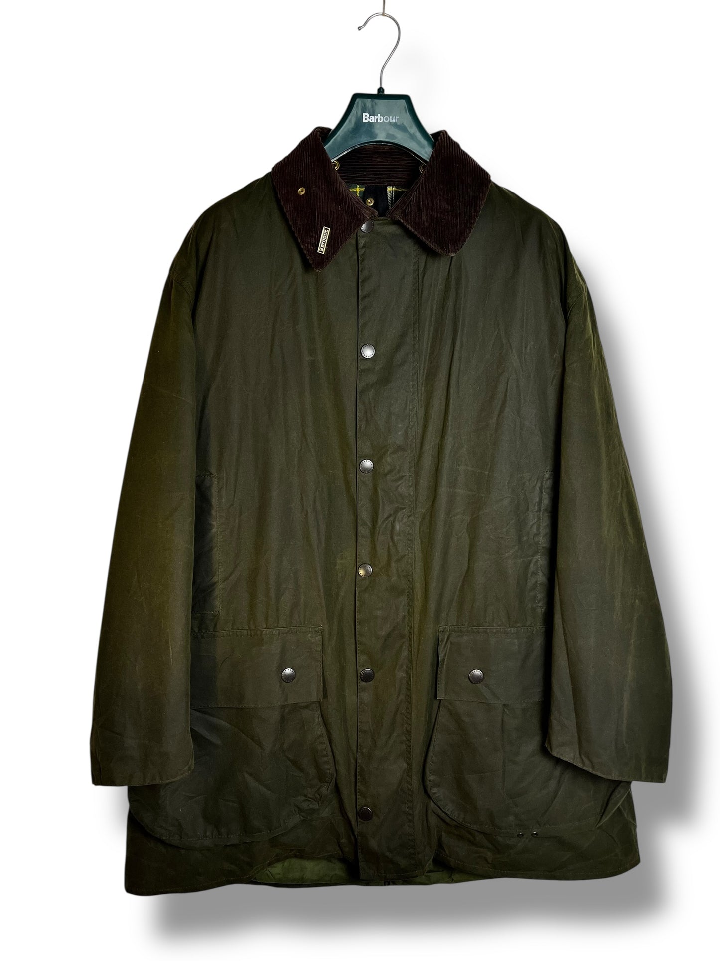 Barbour Border A200 Wax Jacket Sage Green C44 XL Vintage 2000 Made in England
