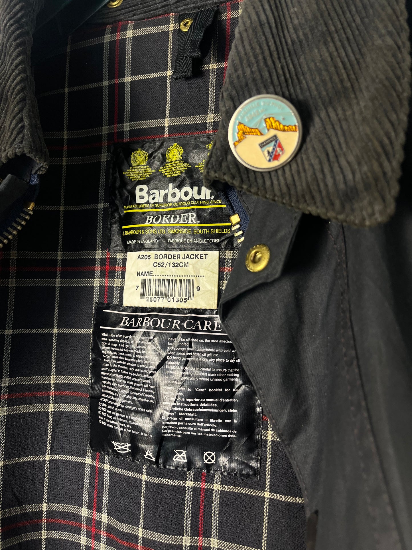 Barbour Border Wax Jacket Blue Navy C52/ XXL 1997