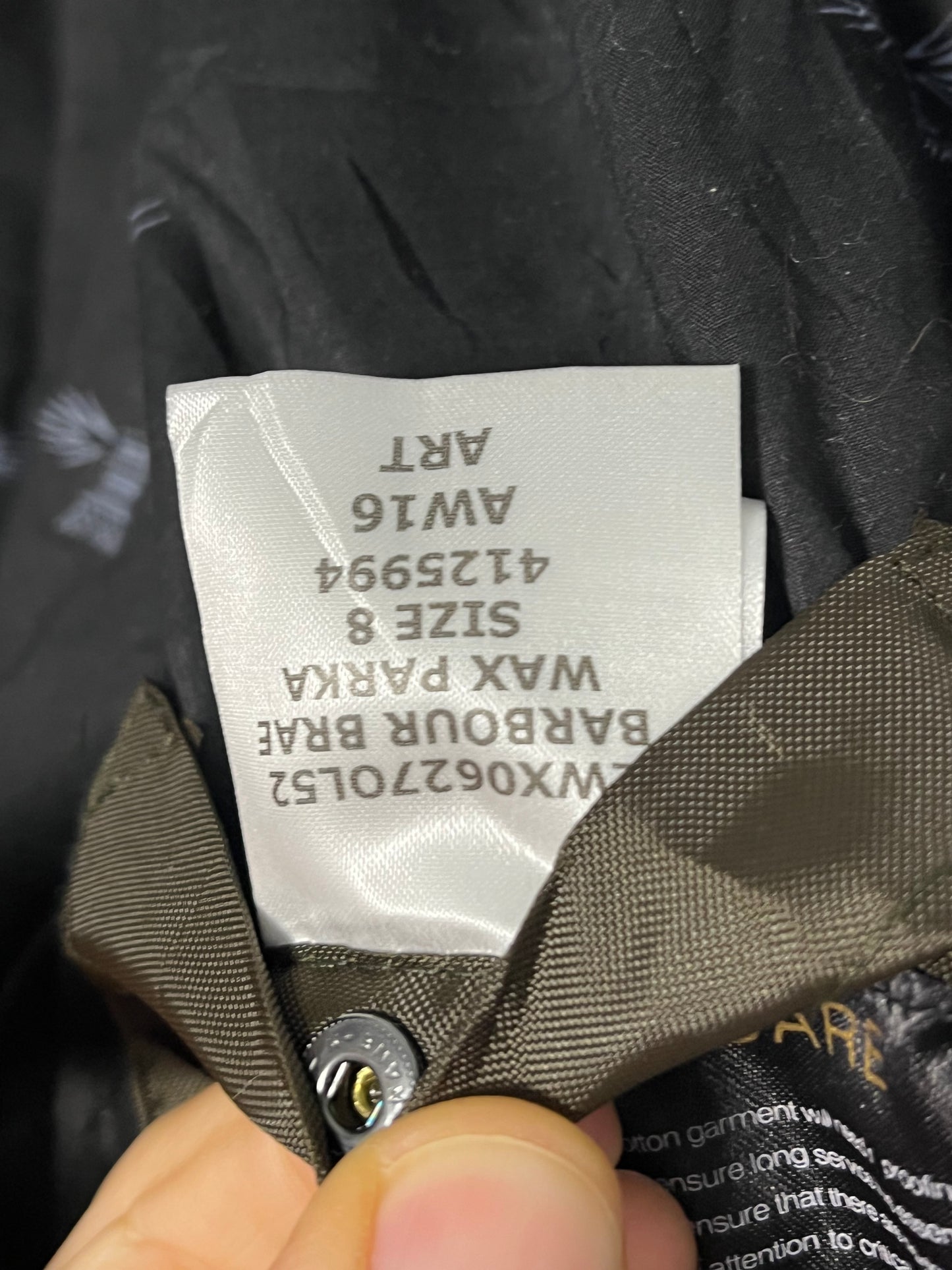 Barbour Waxed Parka – Sage Green – Women’s UK 8