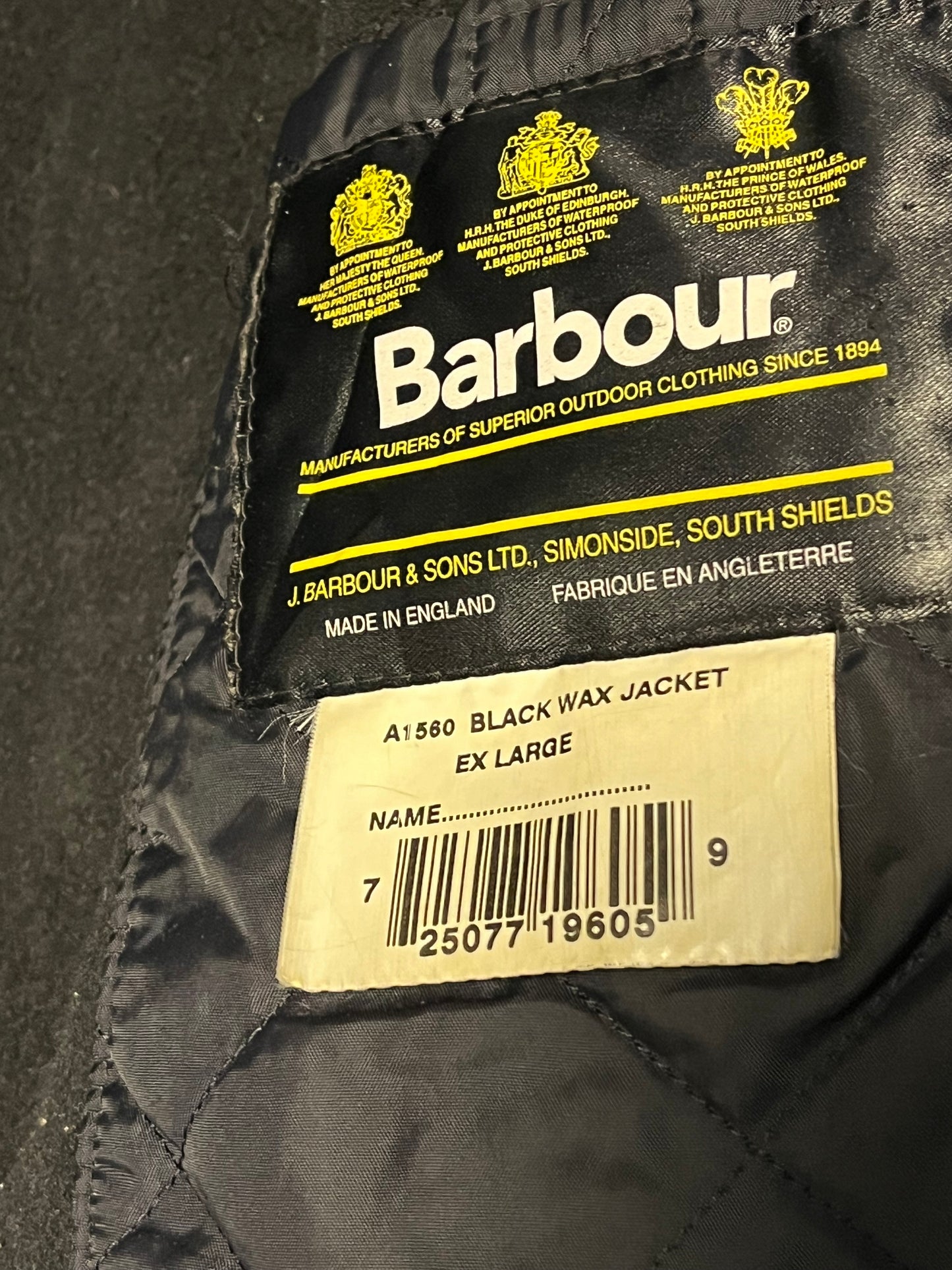 Chaqueta encerada negra Barbour talla L (talla XL)