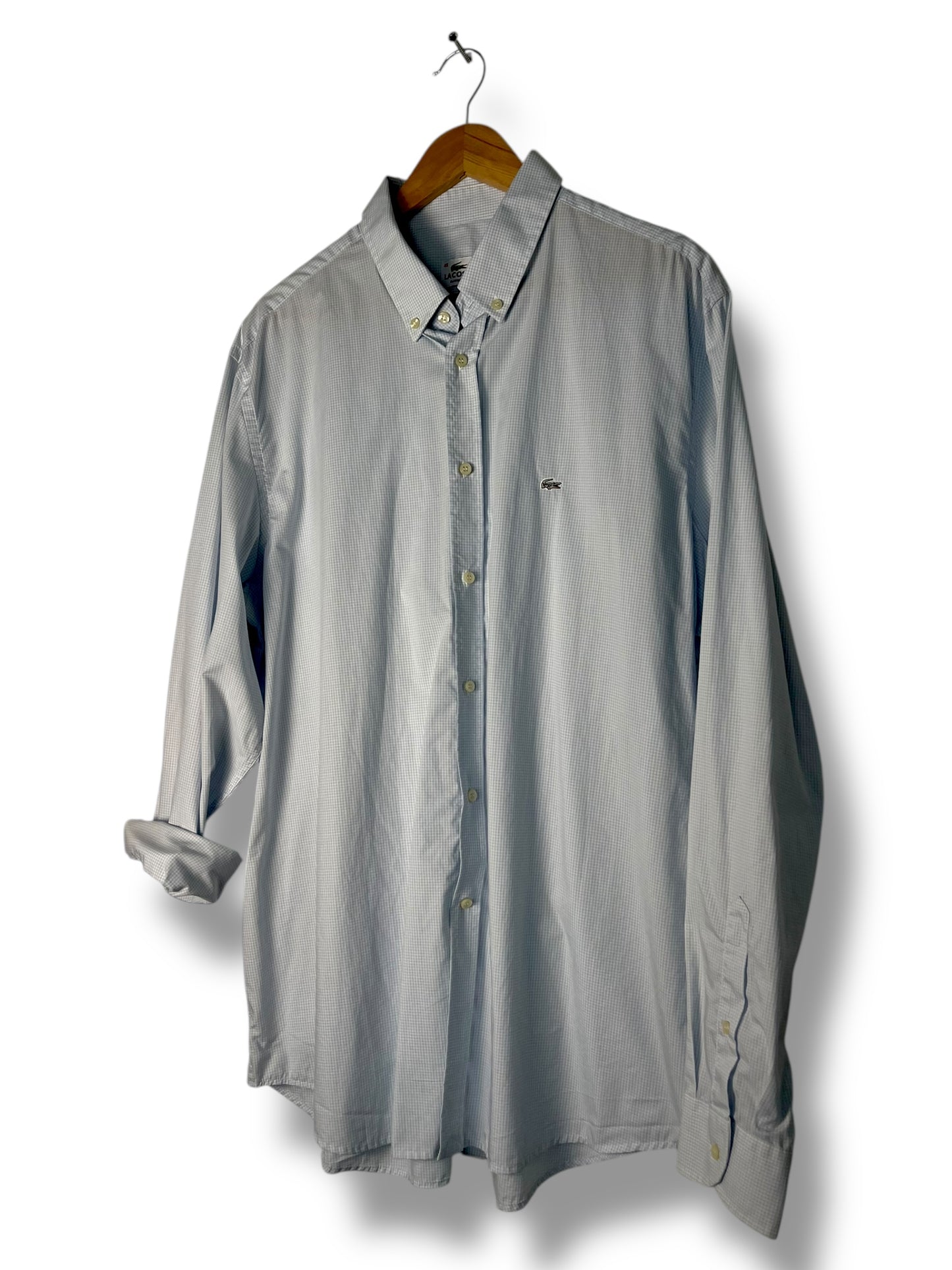 Lacoste Shirt – Light Blue Micro-Check – Classic Fit – XL