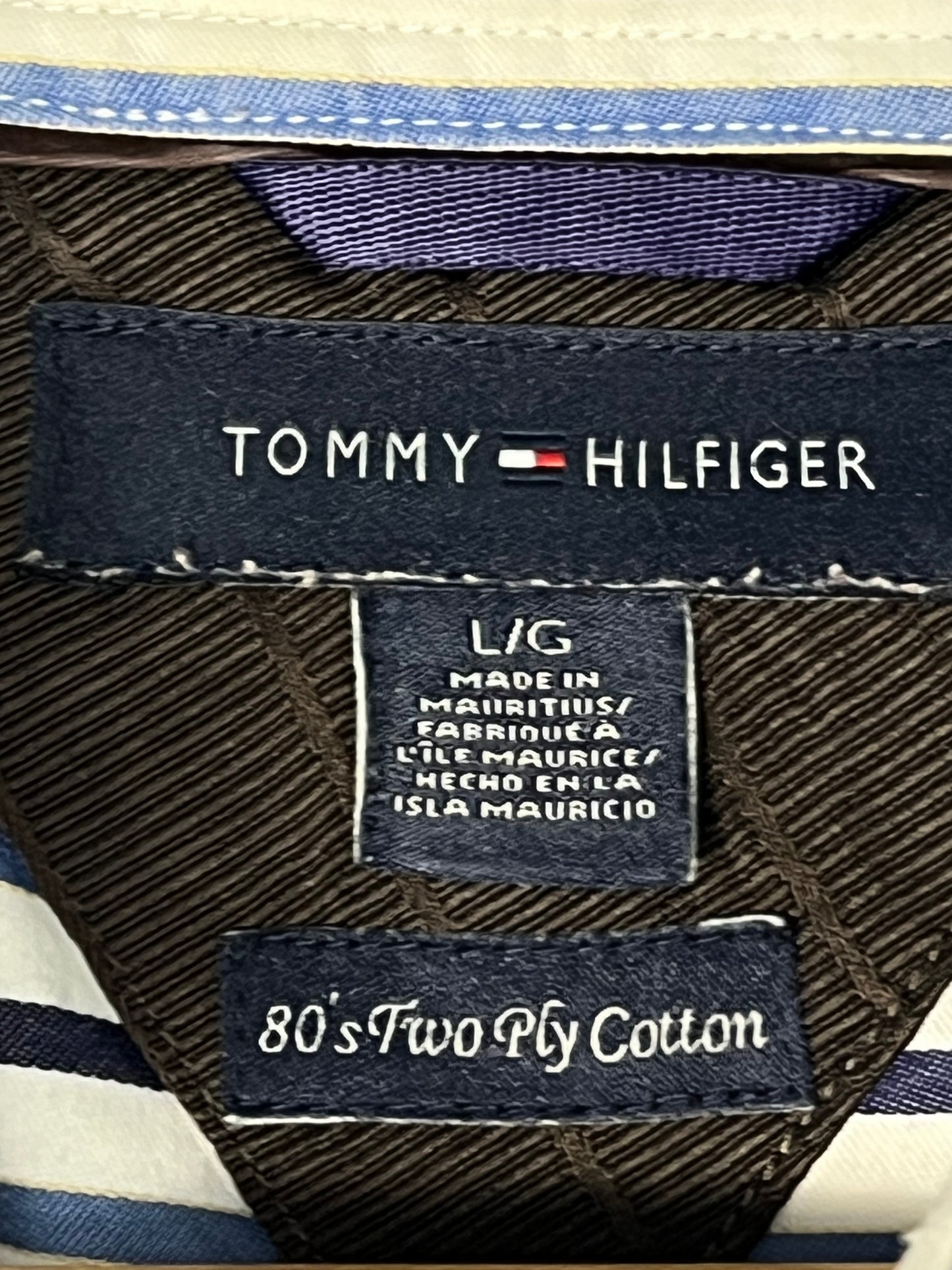 Tommy Hilfiger Vintage Striped Shirt White/Blue – Size L