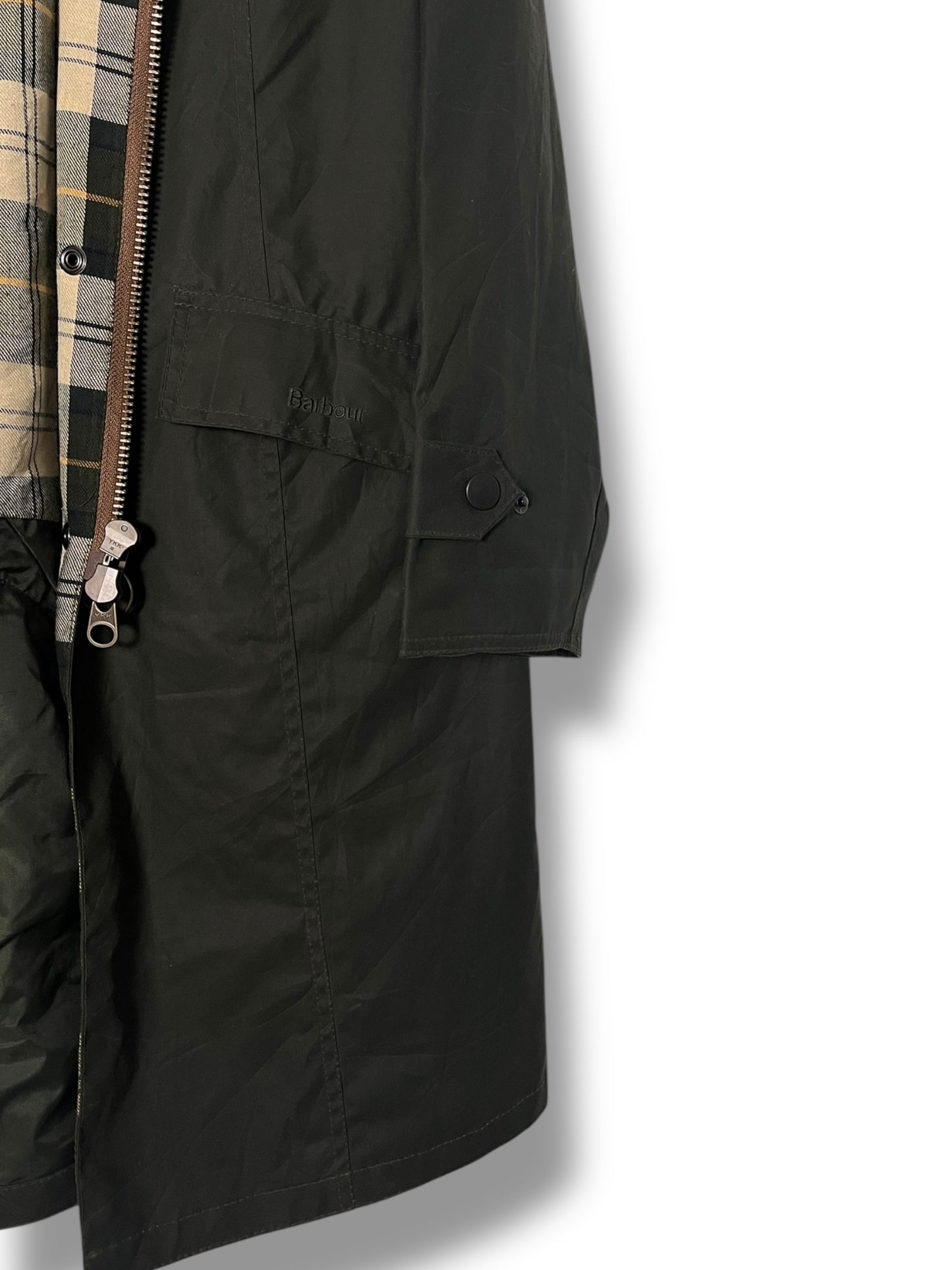 Barbour Newbury Sage Waxed Cotton Coat – UK 12
