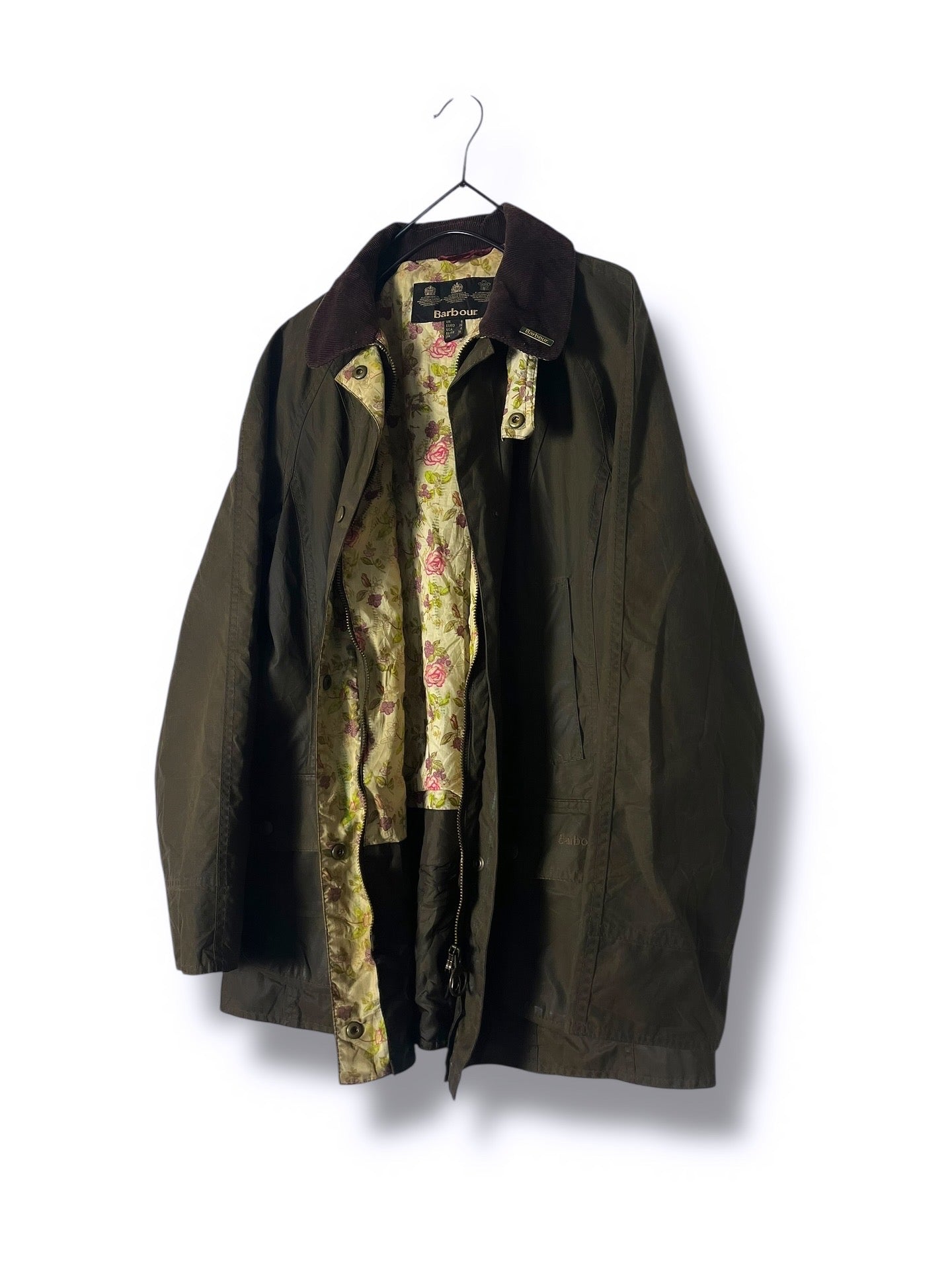 Barbour Beadnell Wax Jacket – Olive Floral (UK 8 / EU 36)