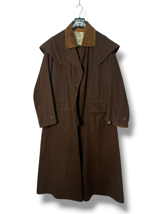 W.K. Backhouse Stockman Wax Coat Brown C42 Long Rain Cape Vintage