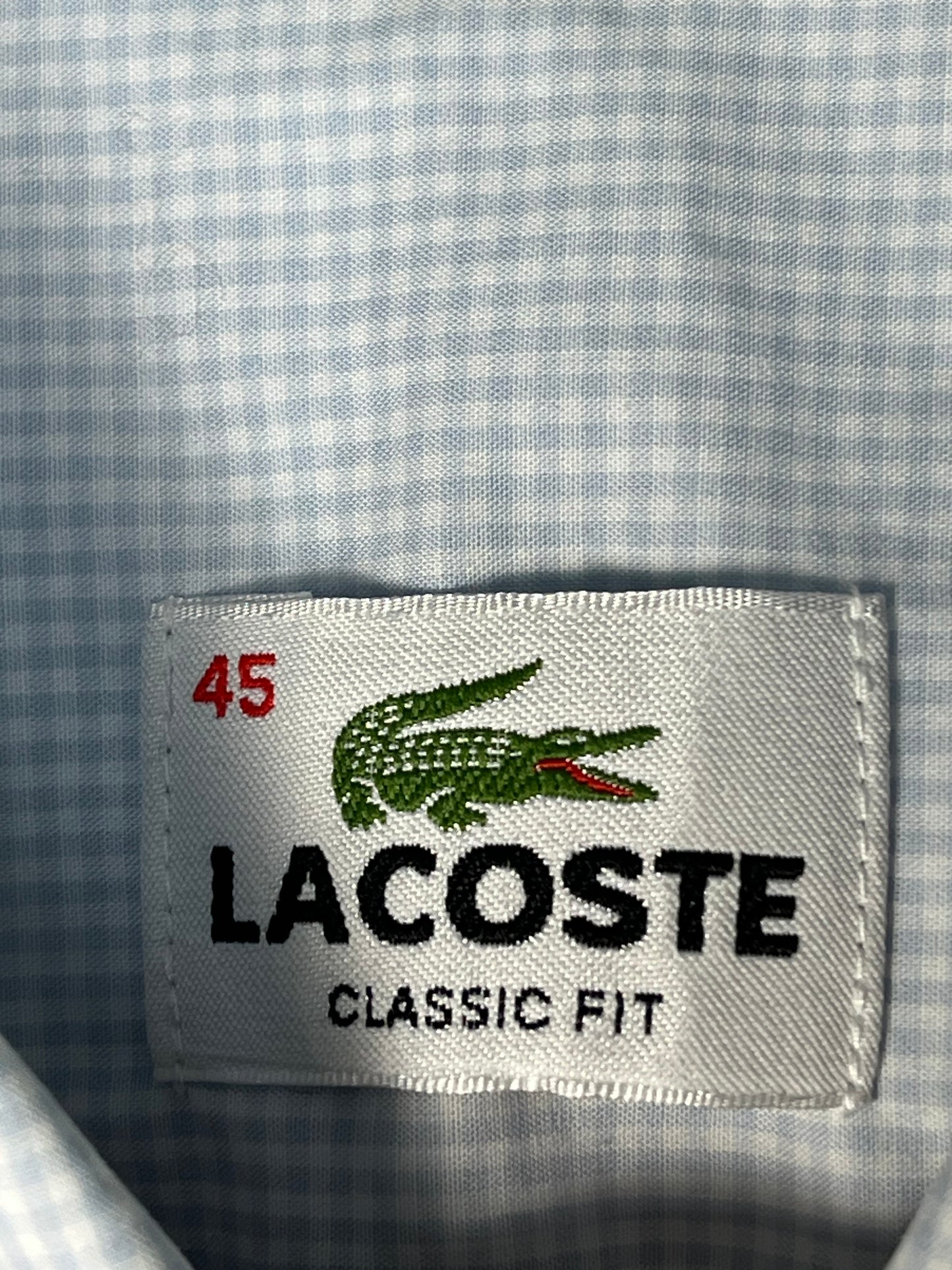Lacoste Shirt – Light Blue Micro-Check – Classic Fit – XL