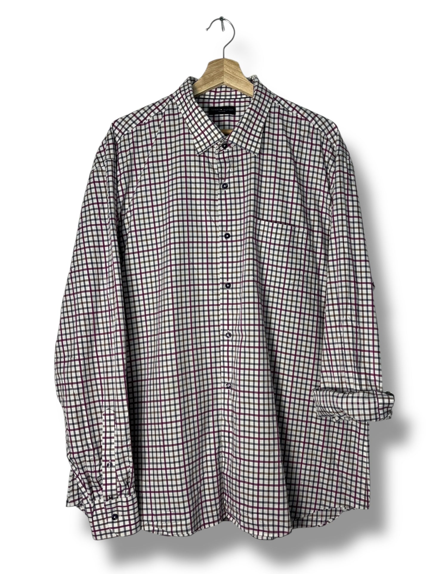 Tommy Hilfiger Checkered Shirt XL Purple/White