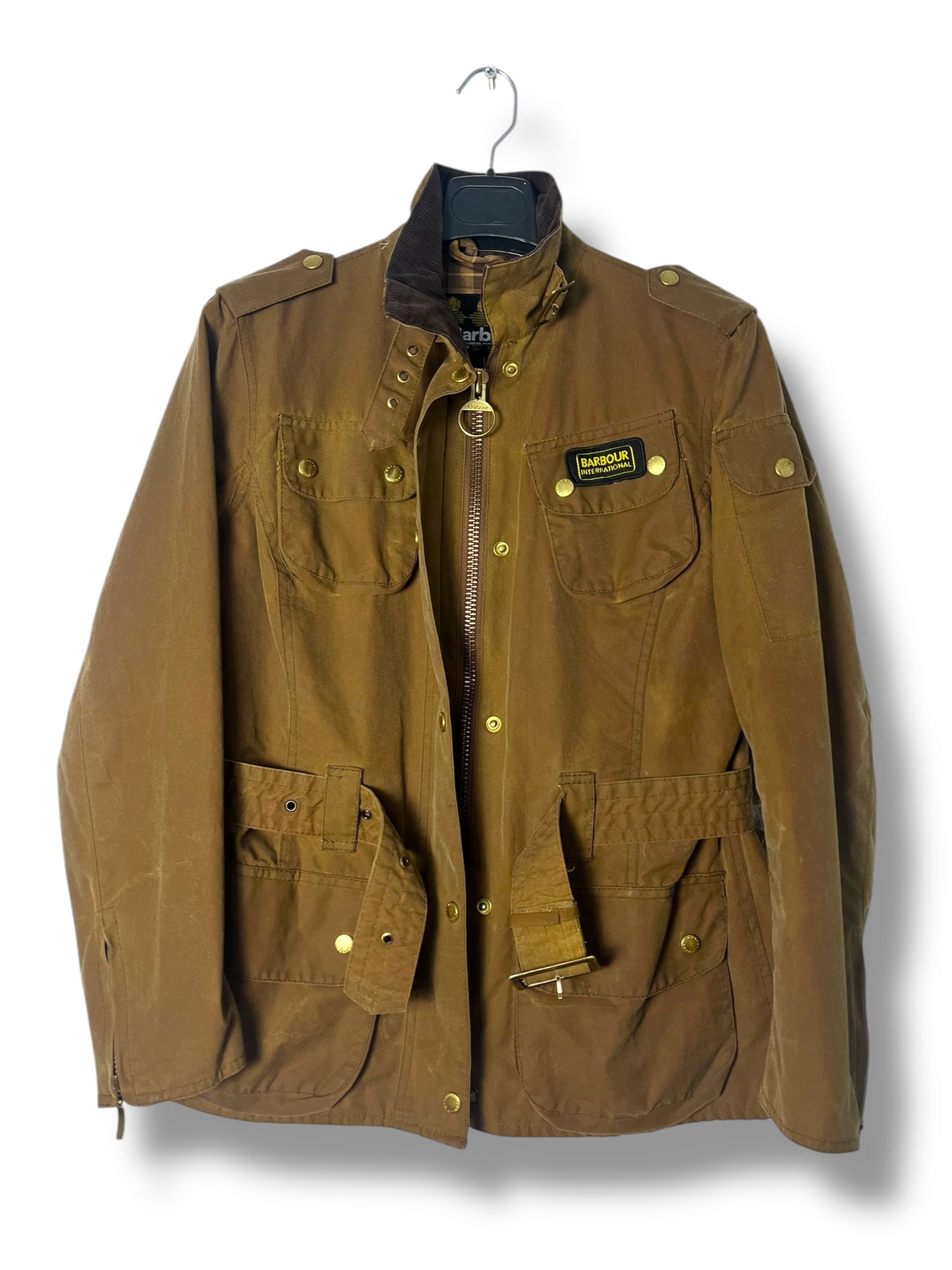 Barbour International Suit Ladies Wax Jacket – UK 12 / Sandstone