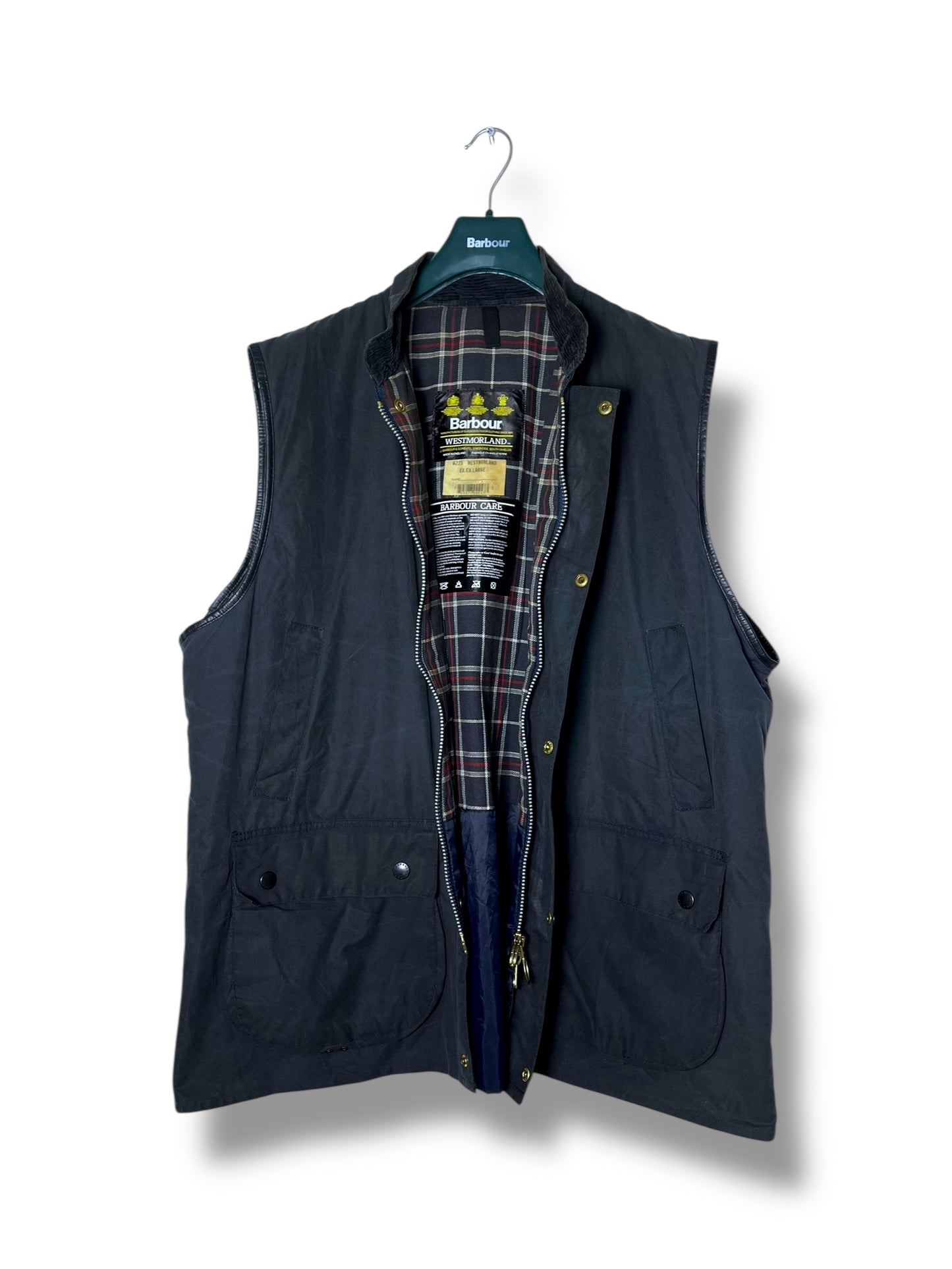 Barbour Westmorland Waxed Gilet (Navy Blue) – Size XXL (1993)
