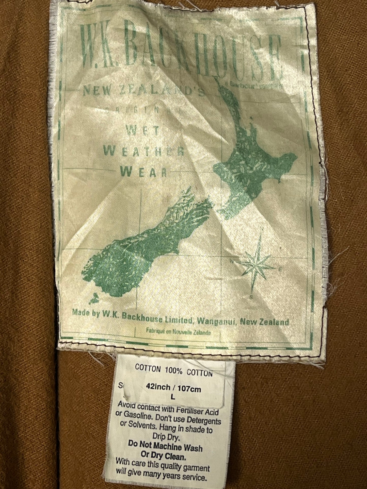 W.K. Backhouse Stockman Wax Coat Brown C42 Long Rain Cape Vintage