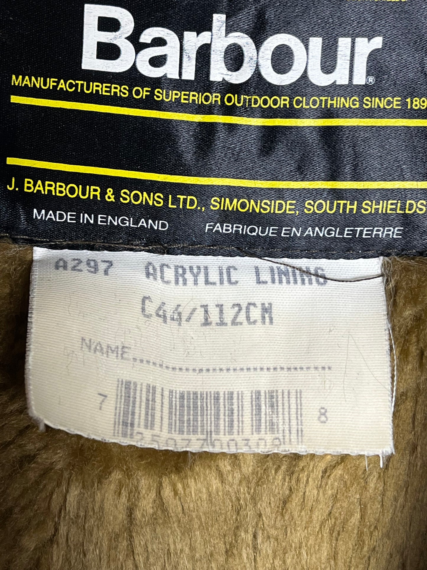 A297 Barbour Vintage C44 Bodywarmer Liner Button Version