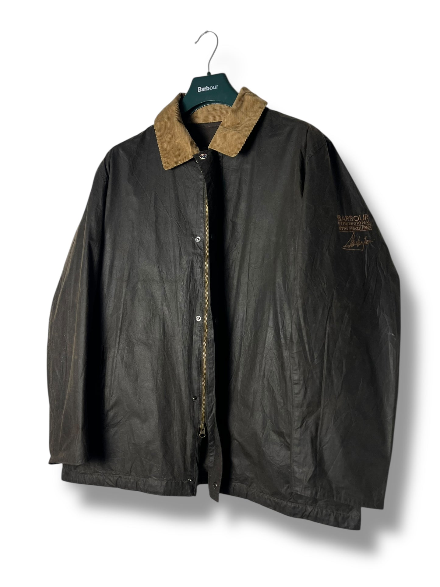 Barbour International Vestive McQueen Wax Jacket – Sage Green – Fits L