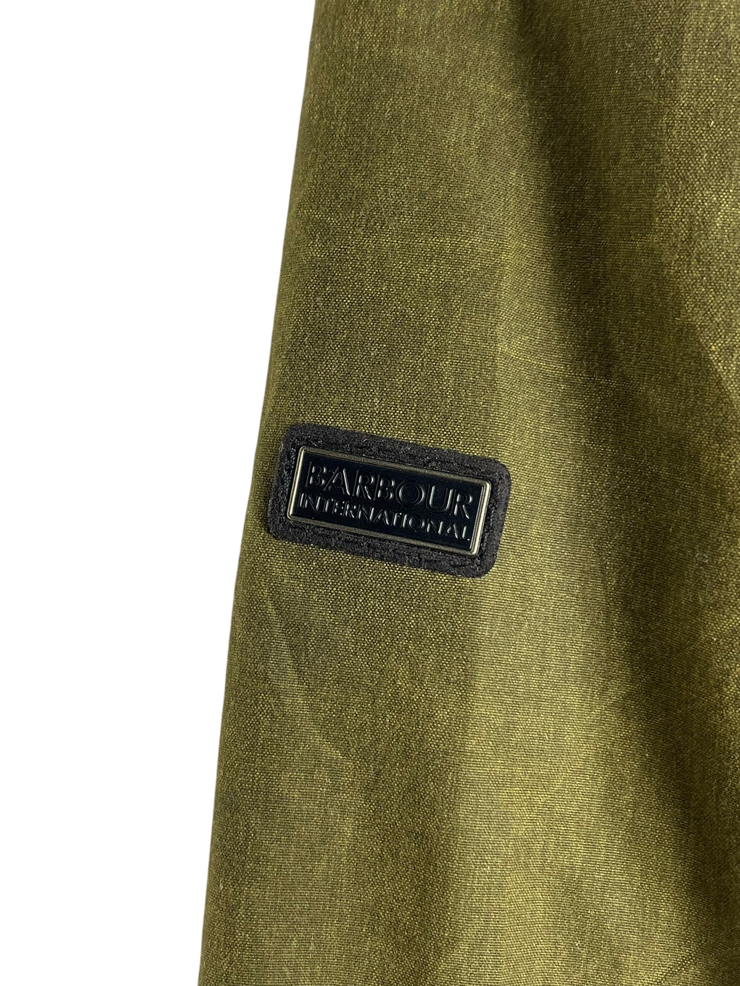 Barbour International Hatch Wax Jacket Sage Green XL Cropped Moto UK