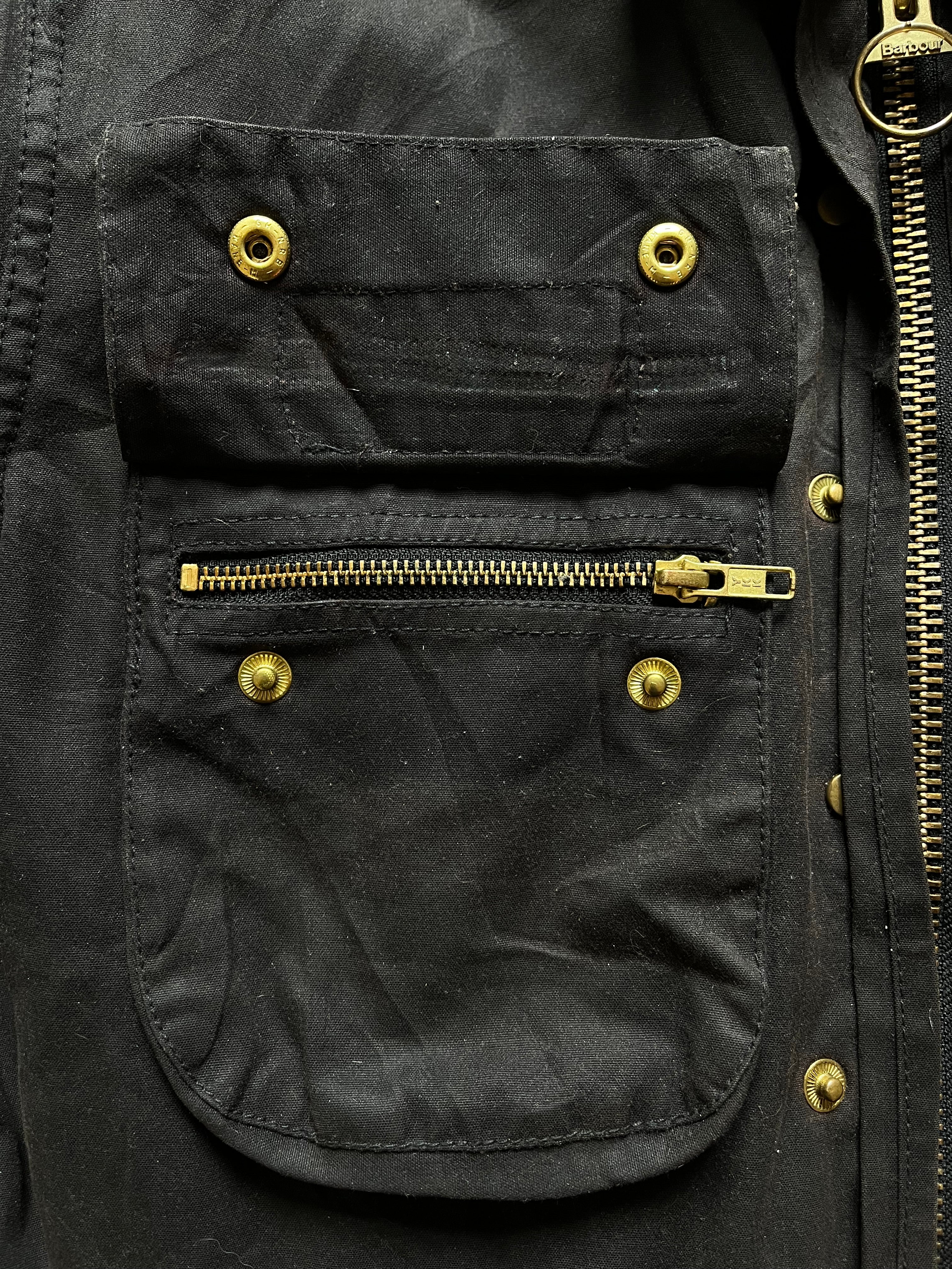 Barbour International Wax Jacket – Black – C34 (Small) – Draps