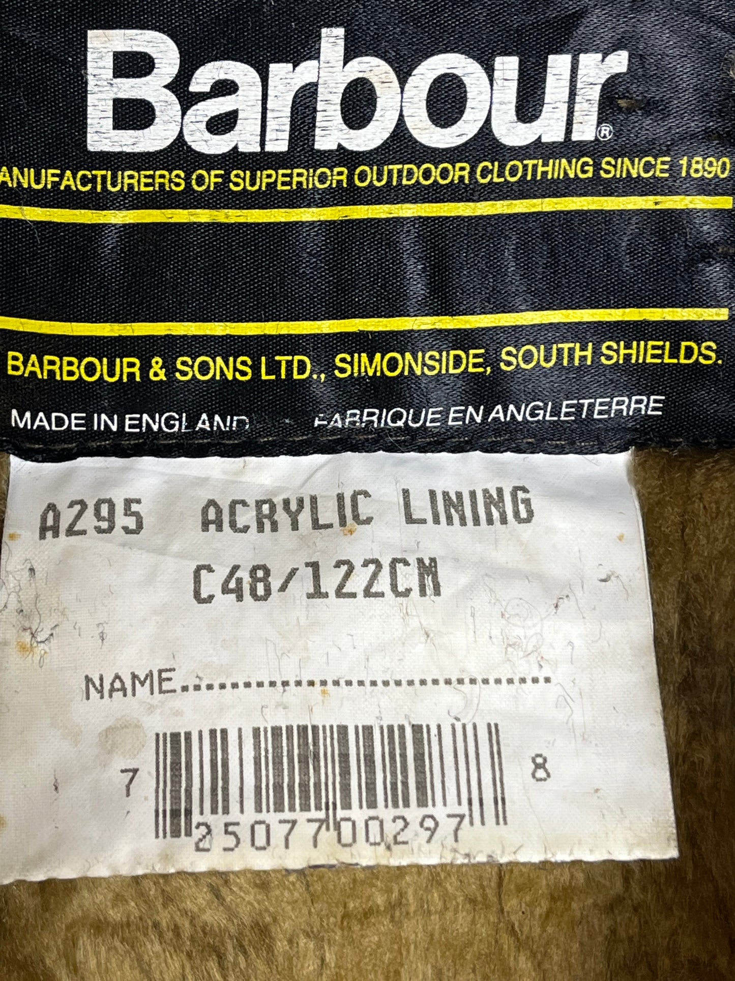 A295 Barbour Vintage C48 Bodywarmer Liner Button Version