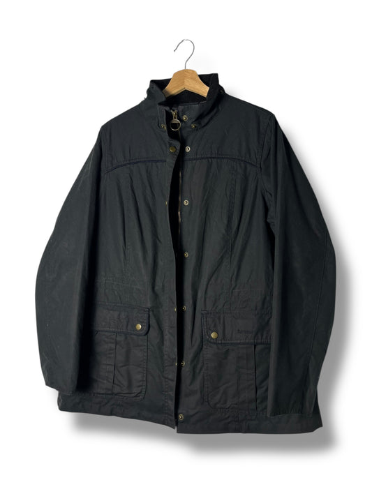 Barbour Aenium Wax Jacket – Navy Blue – UK 18 (Women)