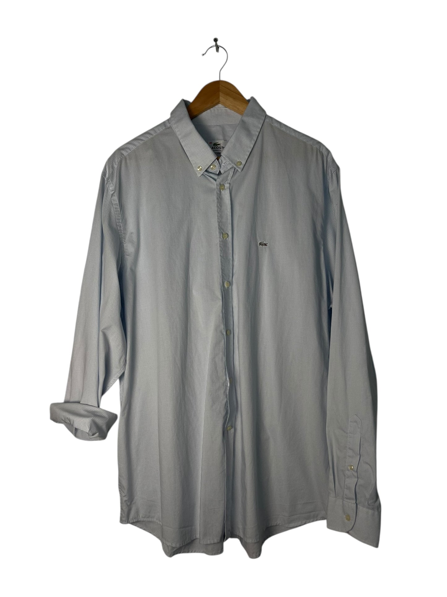 Lacoste Shirt – Light Blue Micro-Check – Classic Fit – XL