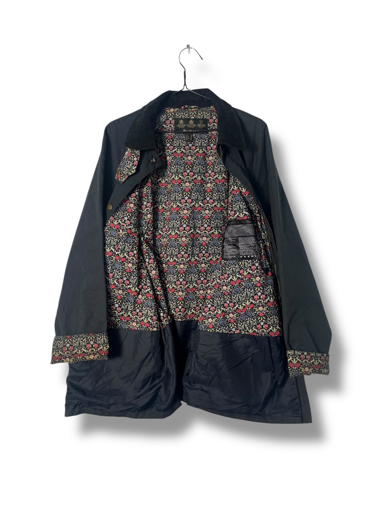 Barbour Beadnell Ladies Wax Jacket – UK 18 / Navy Blue Floral Lining