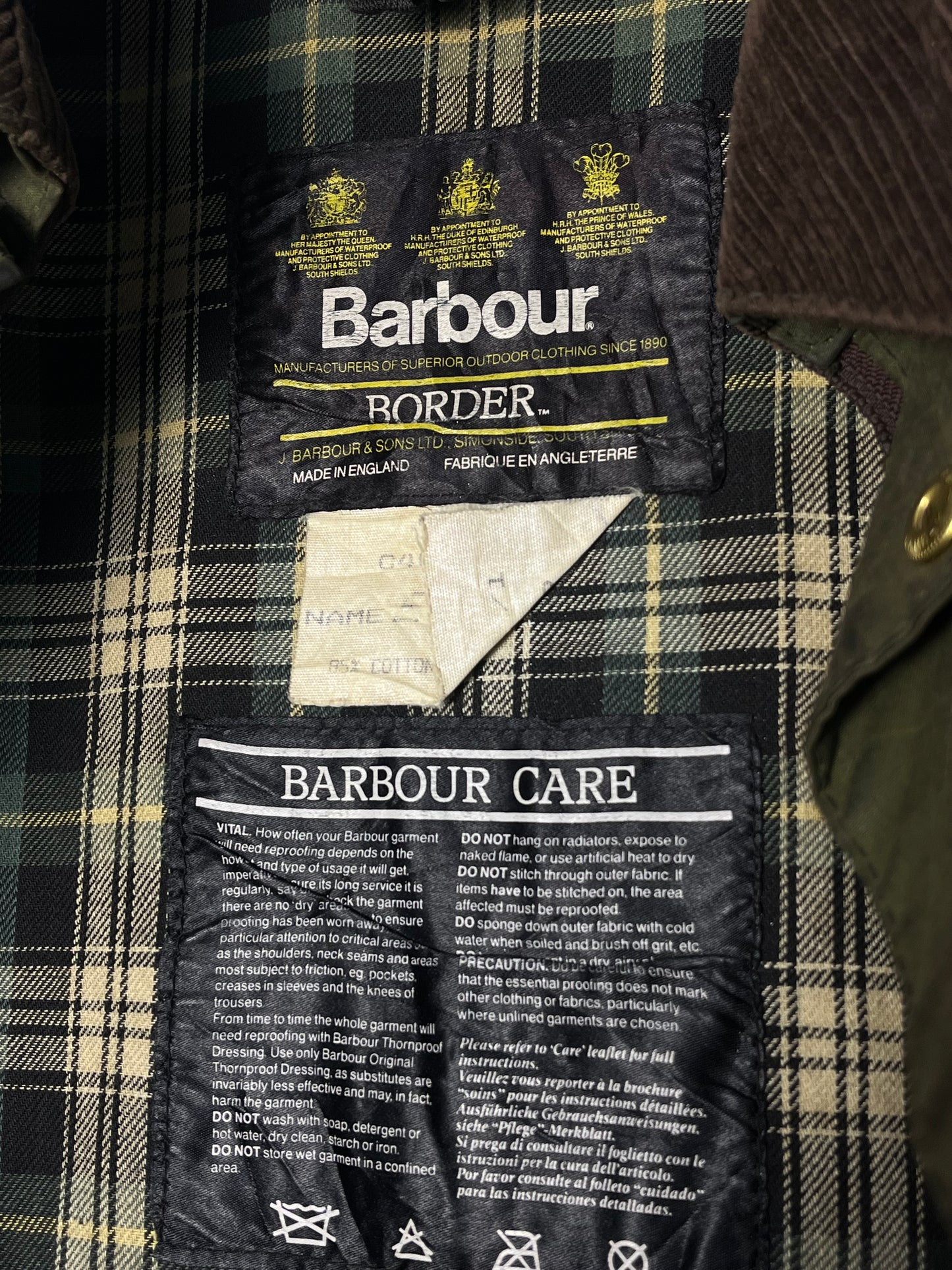 Barbour Border C46 Vintage 1988 – Olive Green