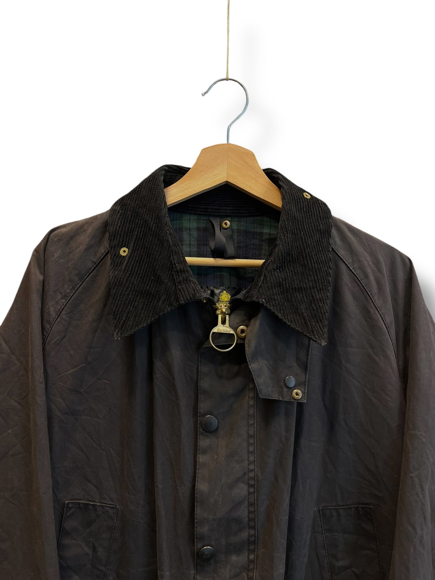 Barbour Bedale C46 Black Waxed Jacket 2000 Black Watch Tartan