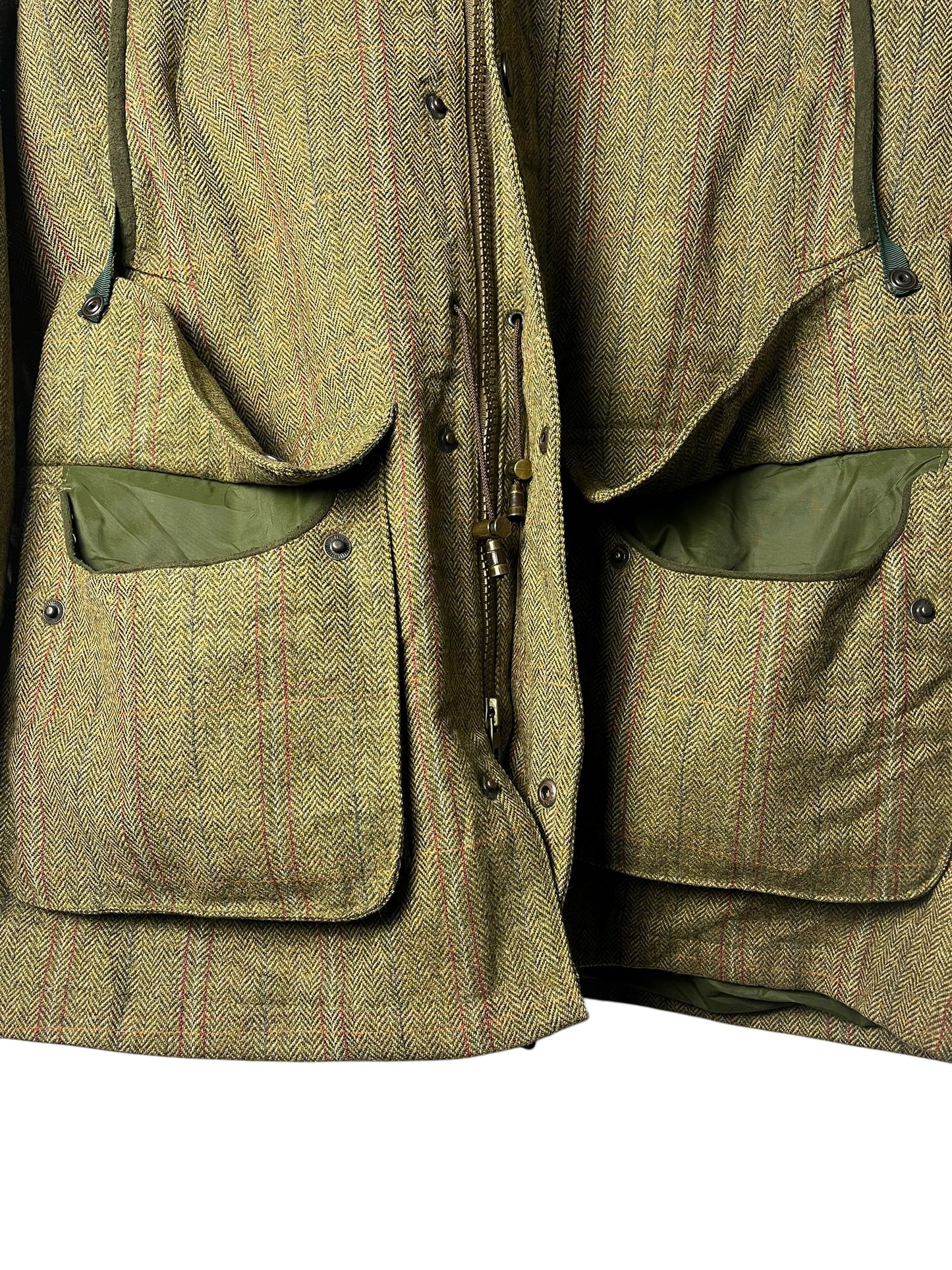 Barbour Tweed Hunting Jacket Green Wool XL Vintage Field Jacket