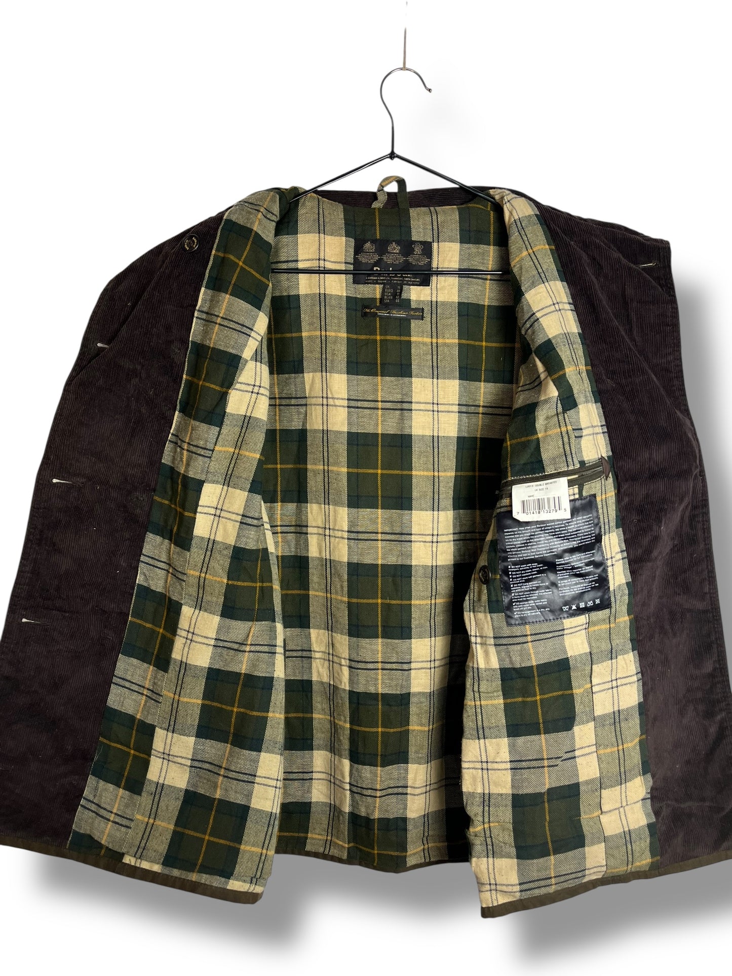 Barbour Wax Jacket Double Breasted Olive UK14 Women Vintage 2000 Waxed Cotton