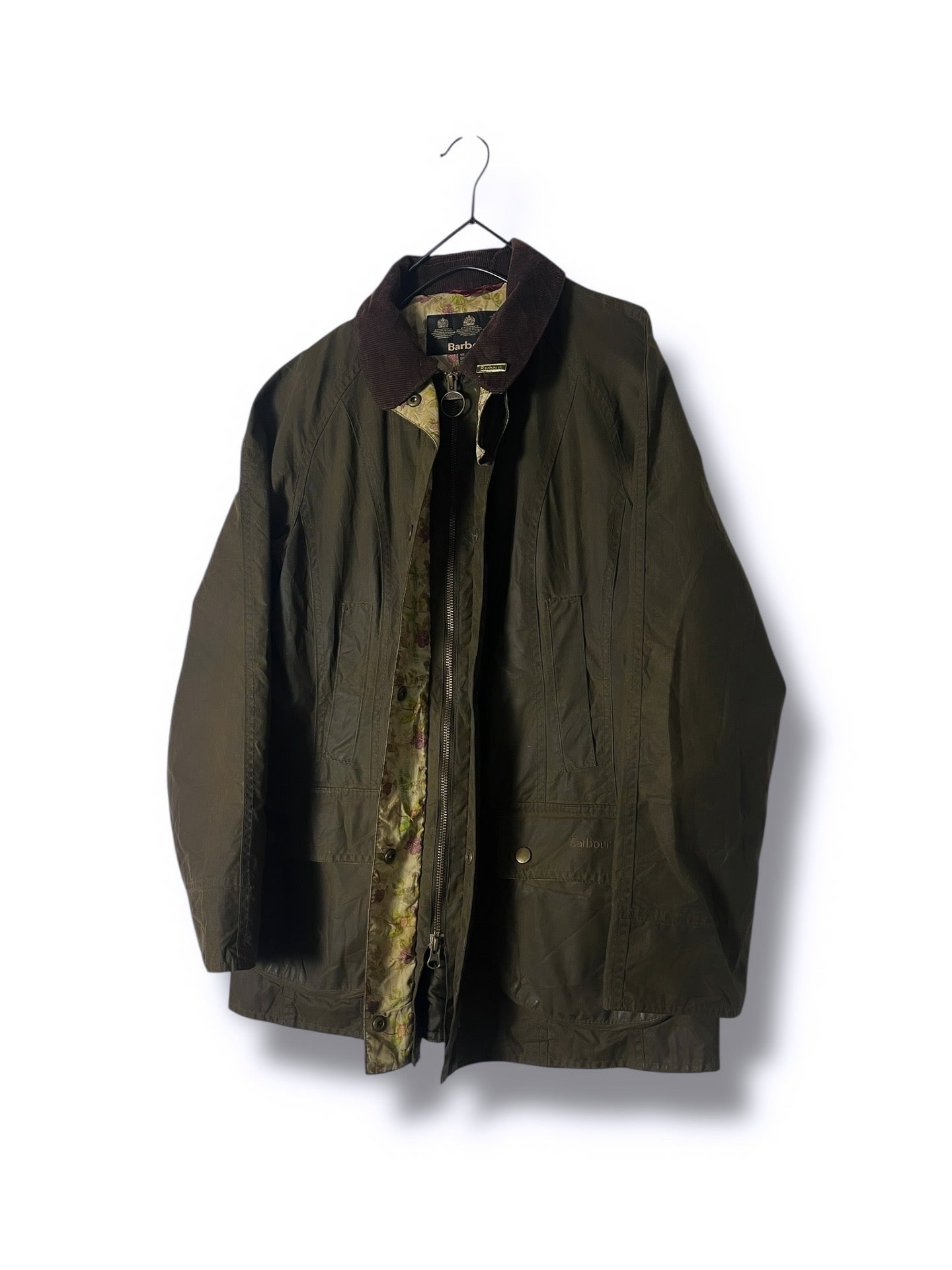 Barbour Beadnell Wax Jacket – Olive Floral (UK 8 / EU 36)