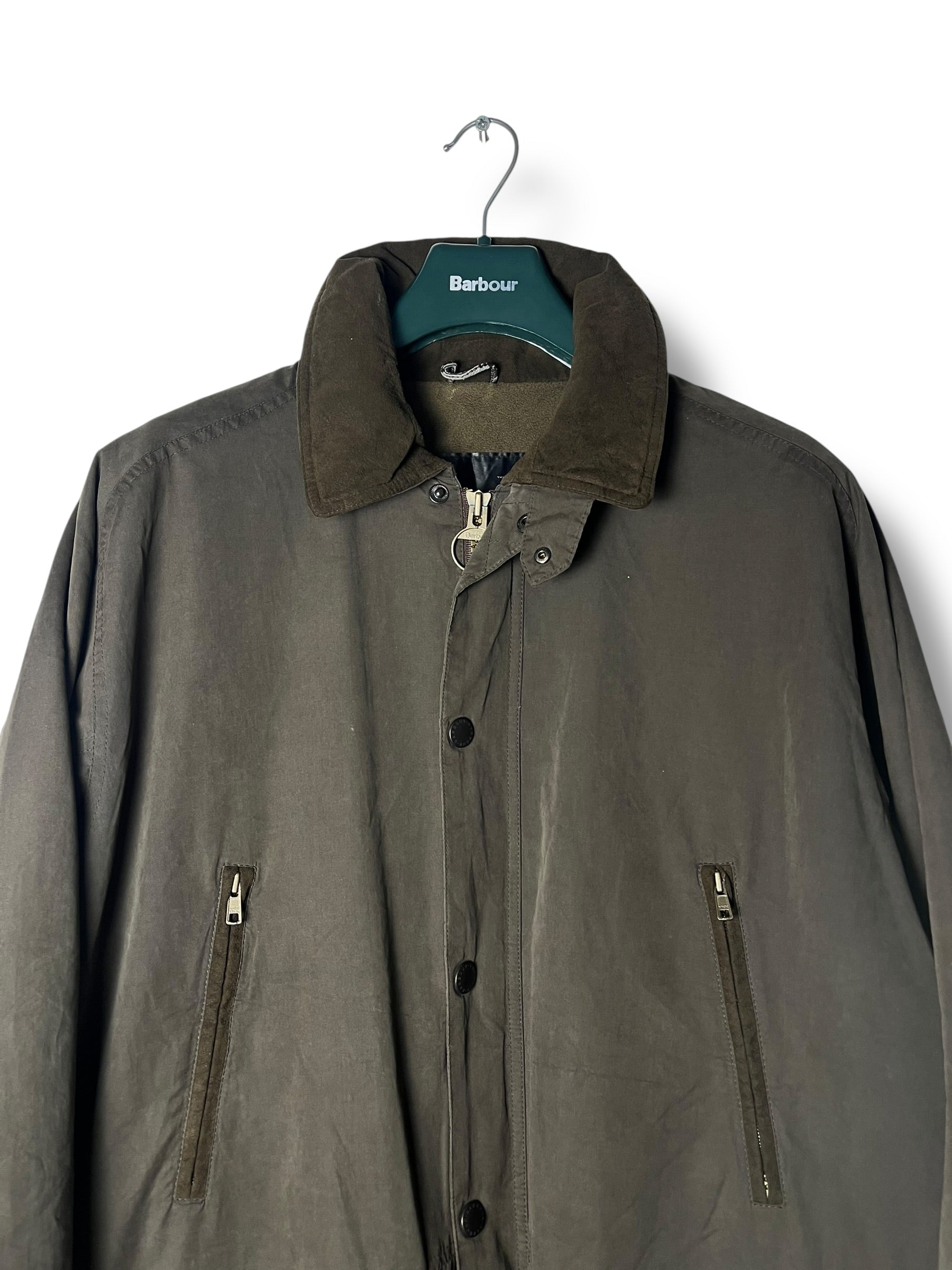 Barbour Microfibre Jacket – Olive Green – Size L (fits XL) – Draps
