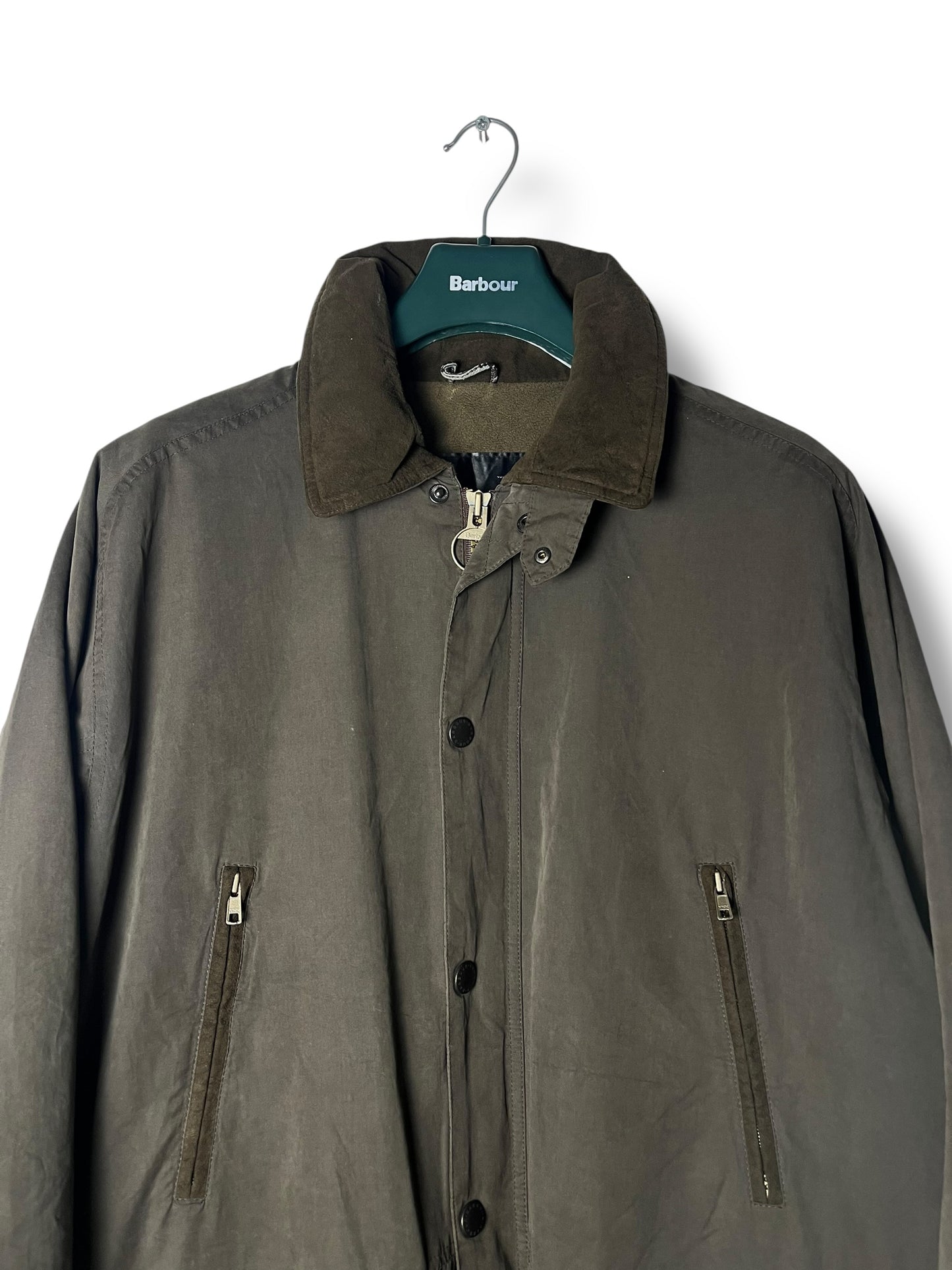 Barbour Microfibre Jacket – Olive Green – Size L (fits XL)