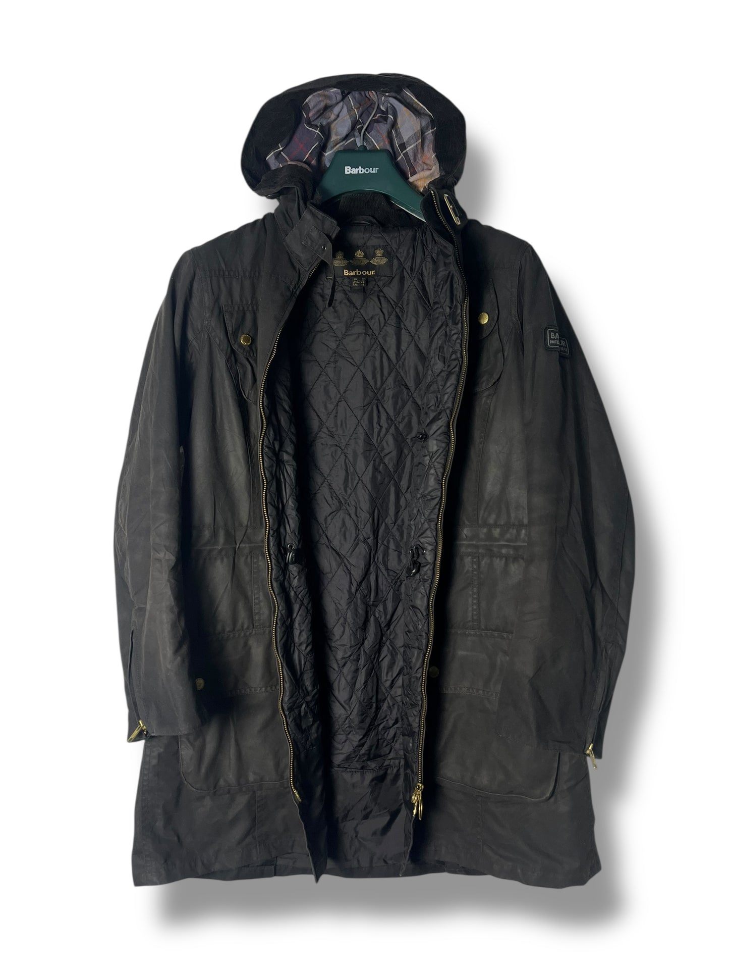Barbour International Parka Waxed Cotton – Women’s UK16 – Black Selected by DRAPS.