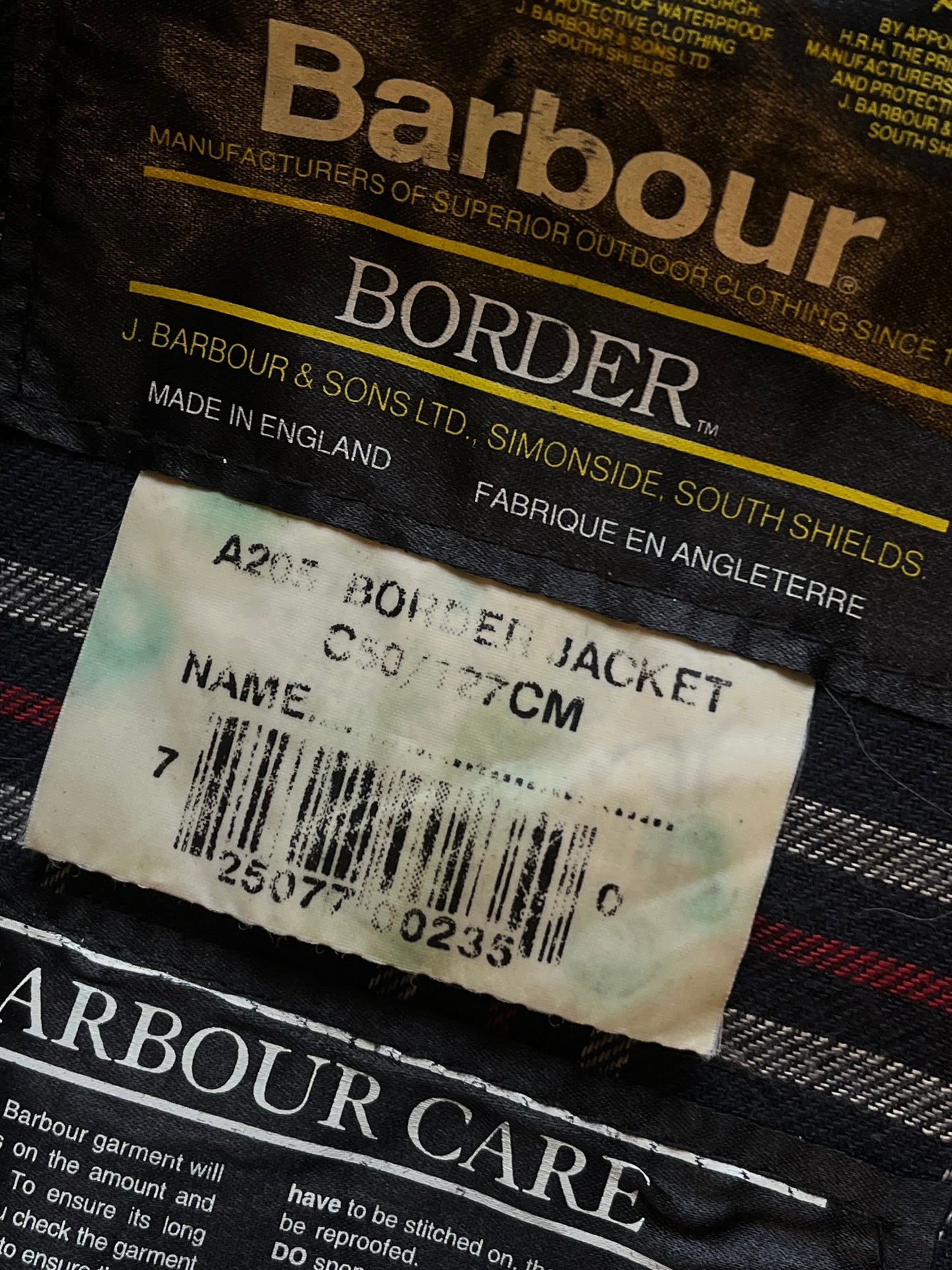 Barbour Border Wax Jacket – Blue Navy – 1995 – C50 (XL) – Liner Included